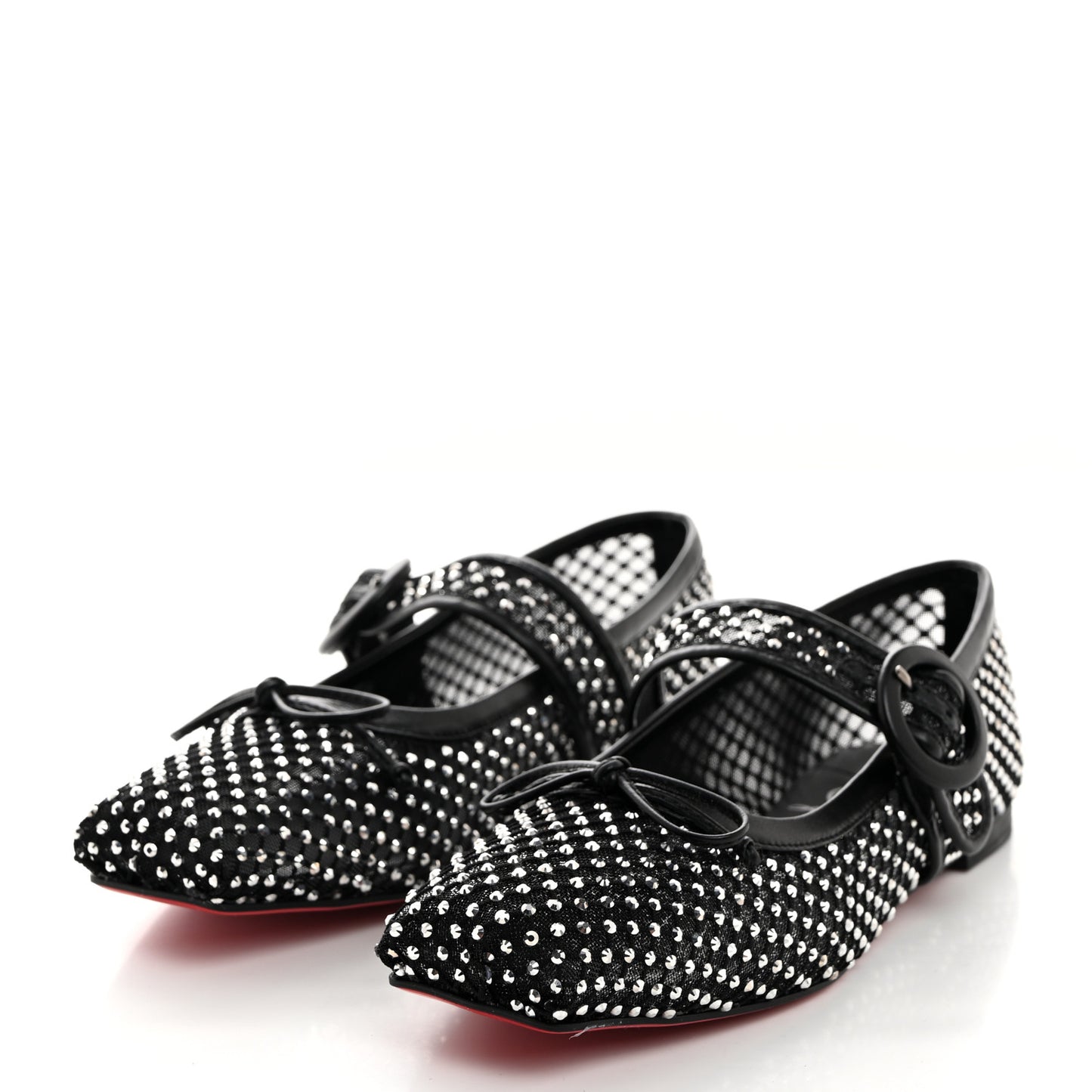 Crystal Mamastrapitina Strass Mesh Ballerina Flats 37.5 Black