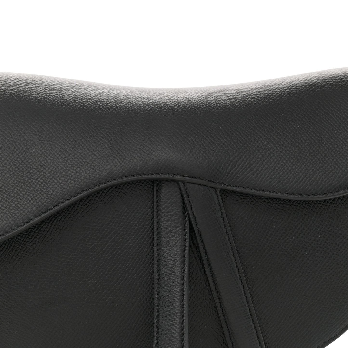 Grained Calfskin Saddle Bag Black