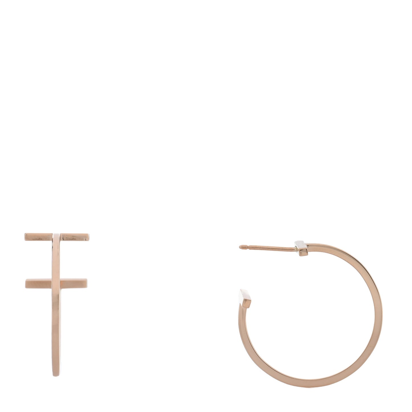 18K Yellow Gold Medium T Wire Hoop Earrings