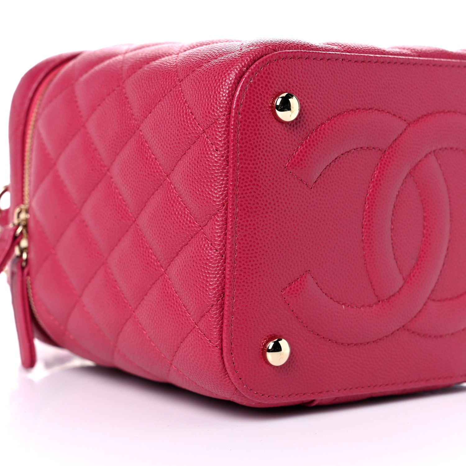 Chanel Caviar Quilted Small Top Handle Vanity Case With Chain Dark Pink 8 of 11