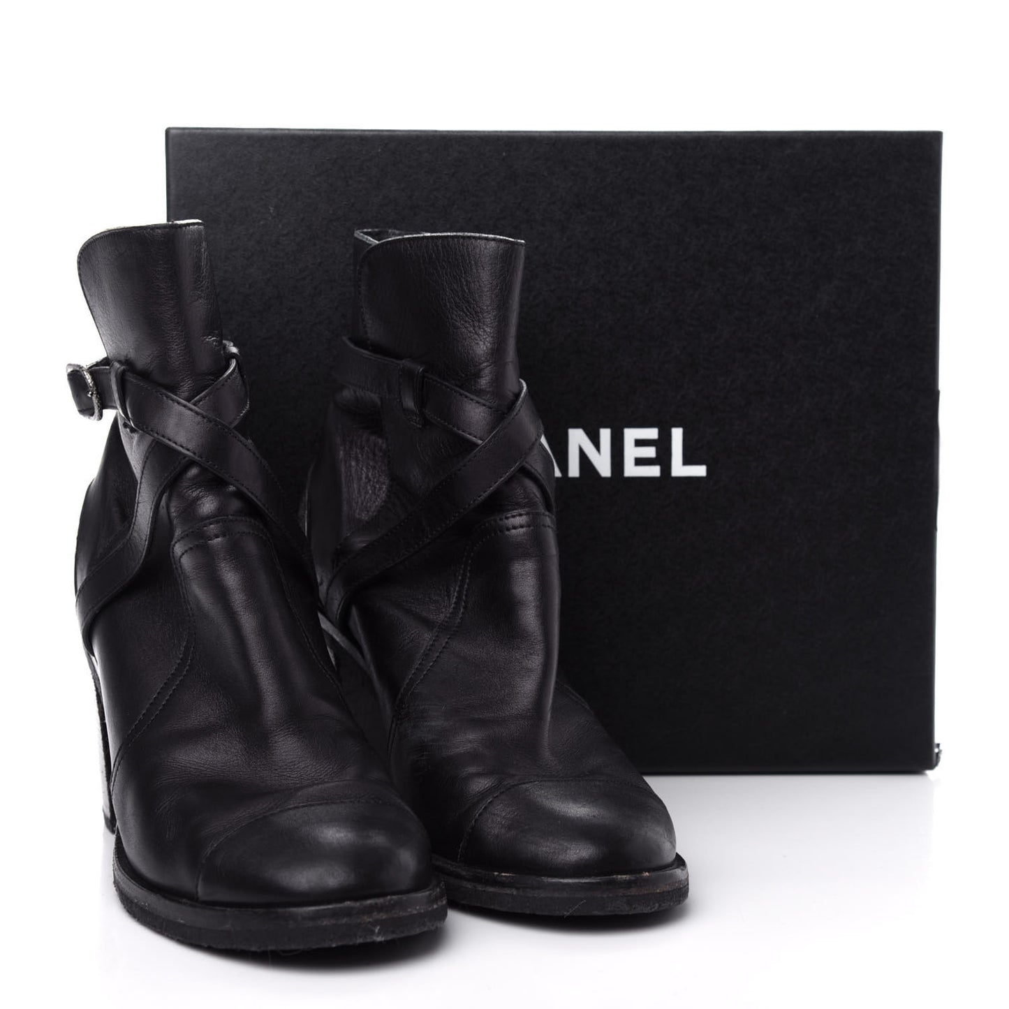 Lambskin CC Buckle Short Boots 39 Black