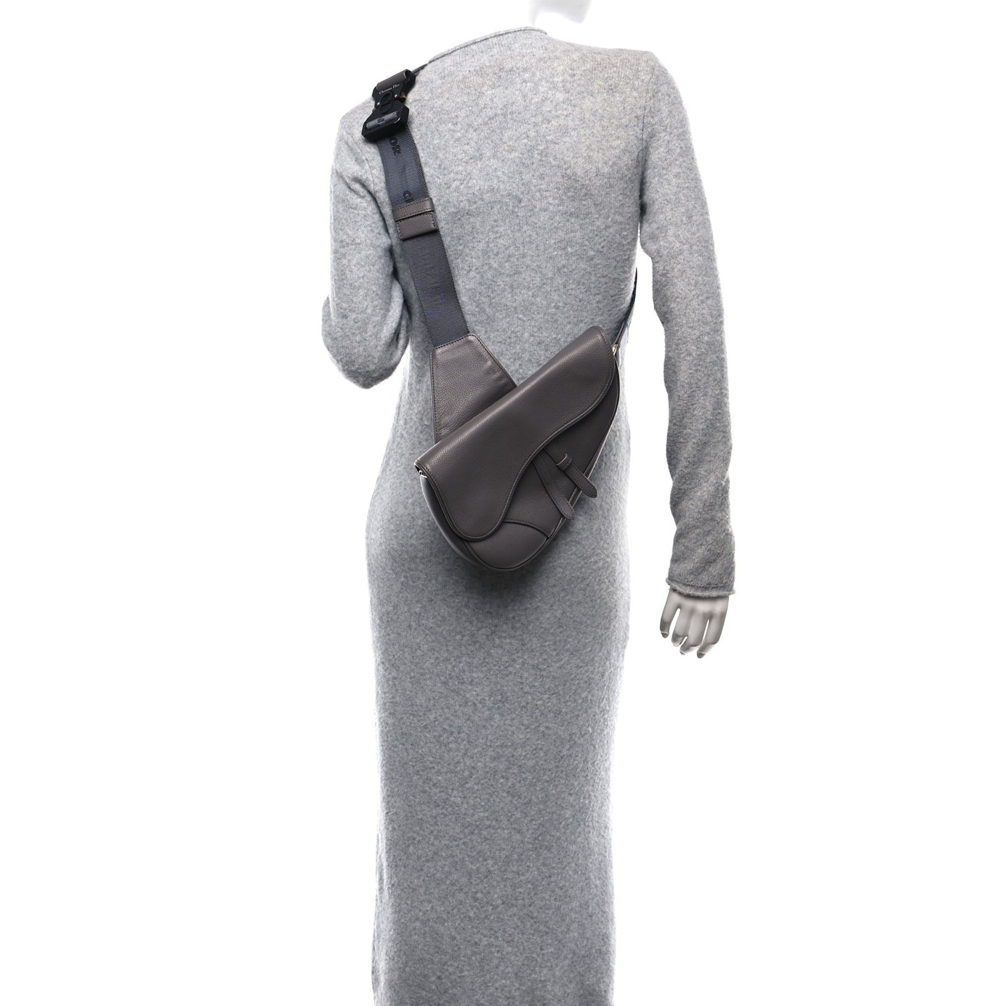Grained Calfskin Mens Saddle Bag Grey