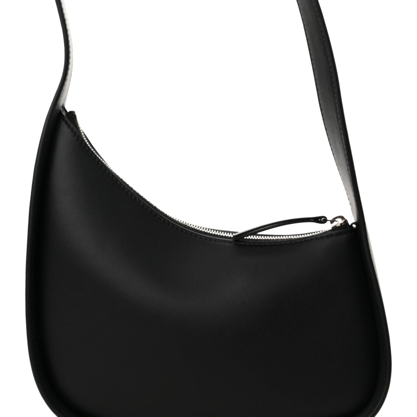 Smooth Calfskin Half Moon Shoulder Bag Black