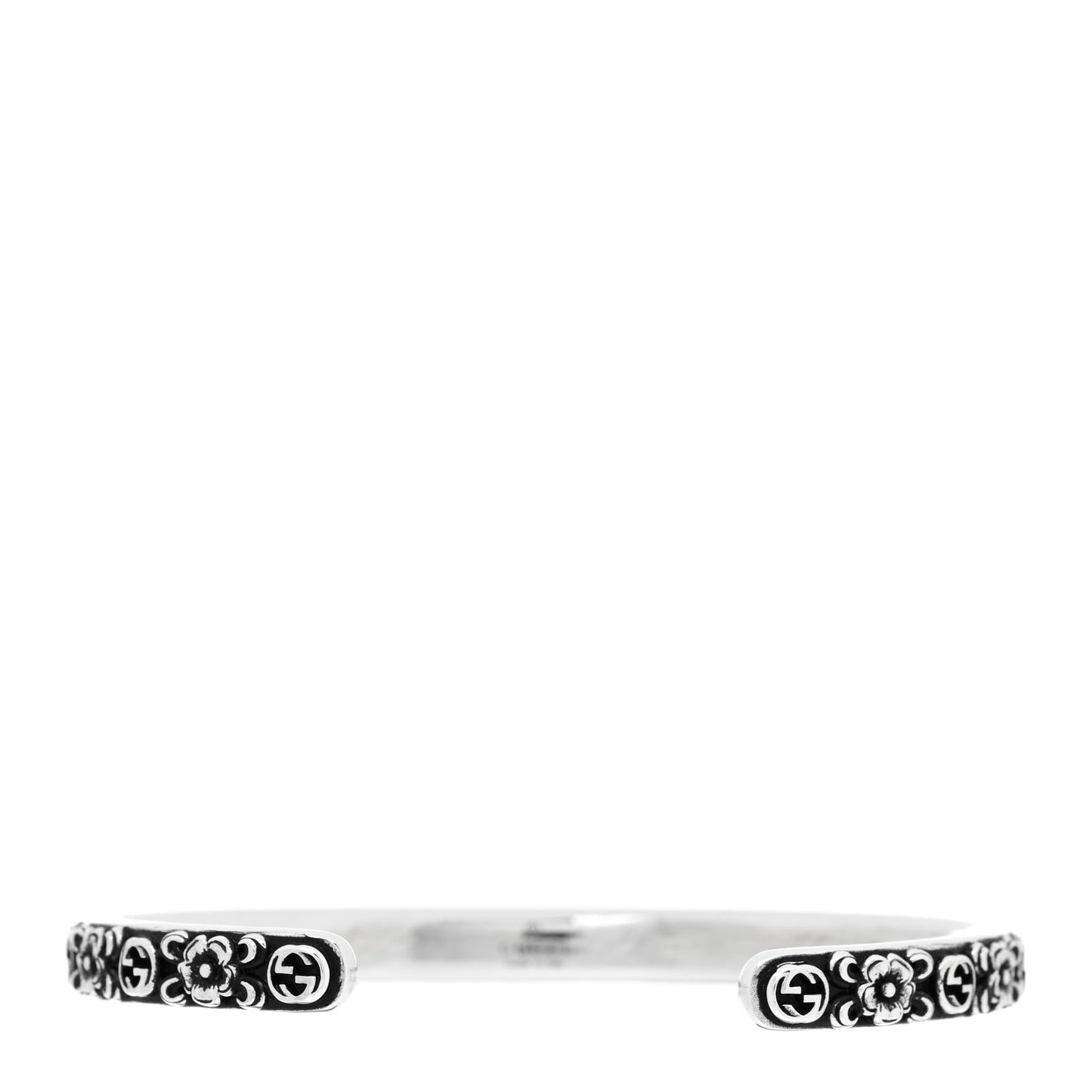 Sterling Silver Interlocking G Flower Cuff Bracelet
