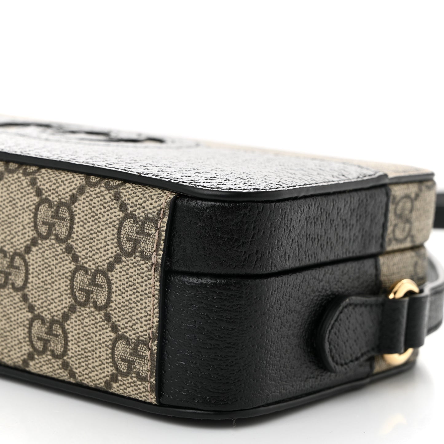 GG Supreme Monogram Textured Dollar Calfskin Mini New Basket Shoulder Bag Beige Ebony Black