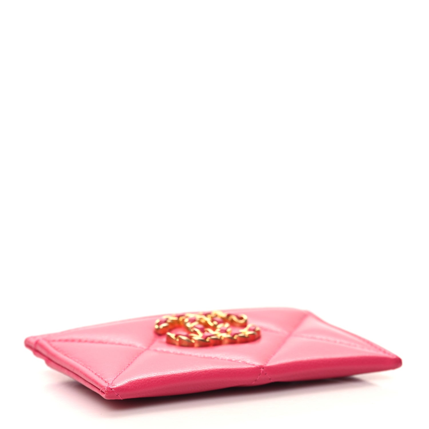 Chanel Lambskin Quilted Chanel 19 Card Holder Dark Pink 4 of 9