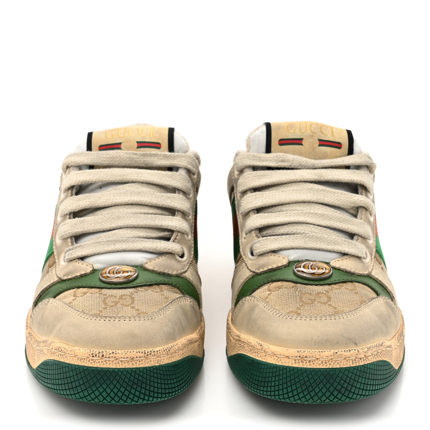 GG Monogram Nubuck Web Womens Screener Sneakers 35.5 New Sand Dusty Milk Vintage Green