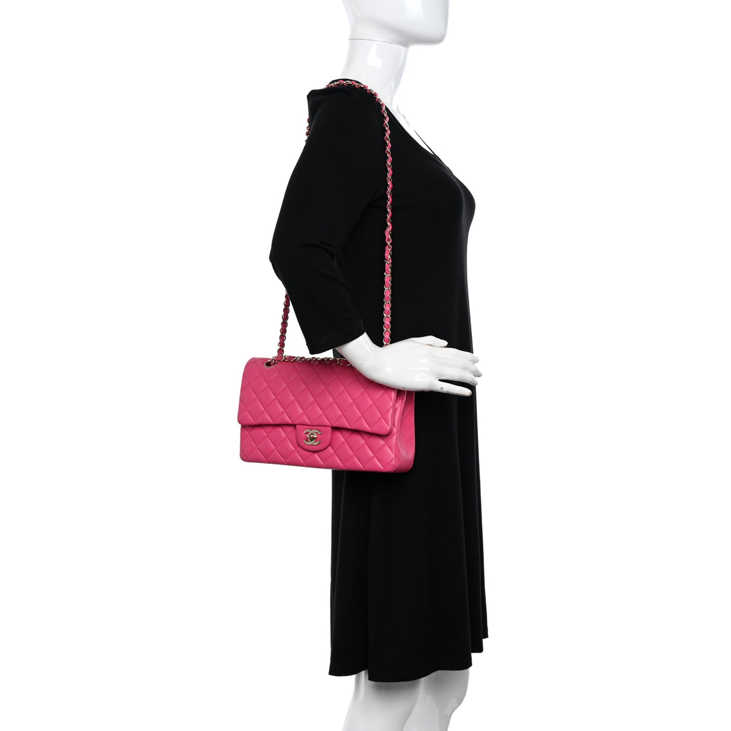 Lambskin Quilted Medium Double Flap Pink