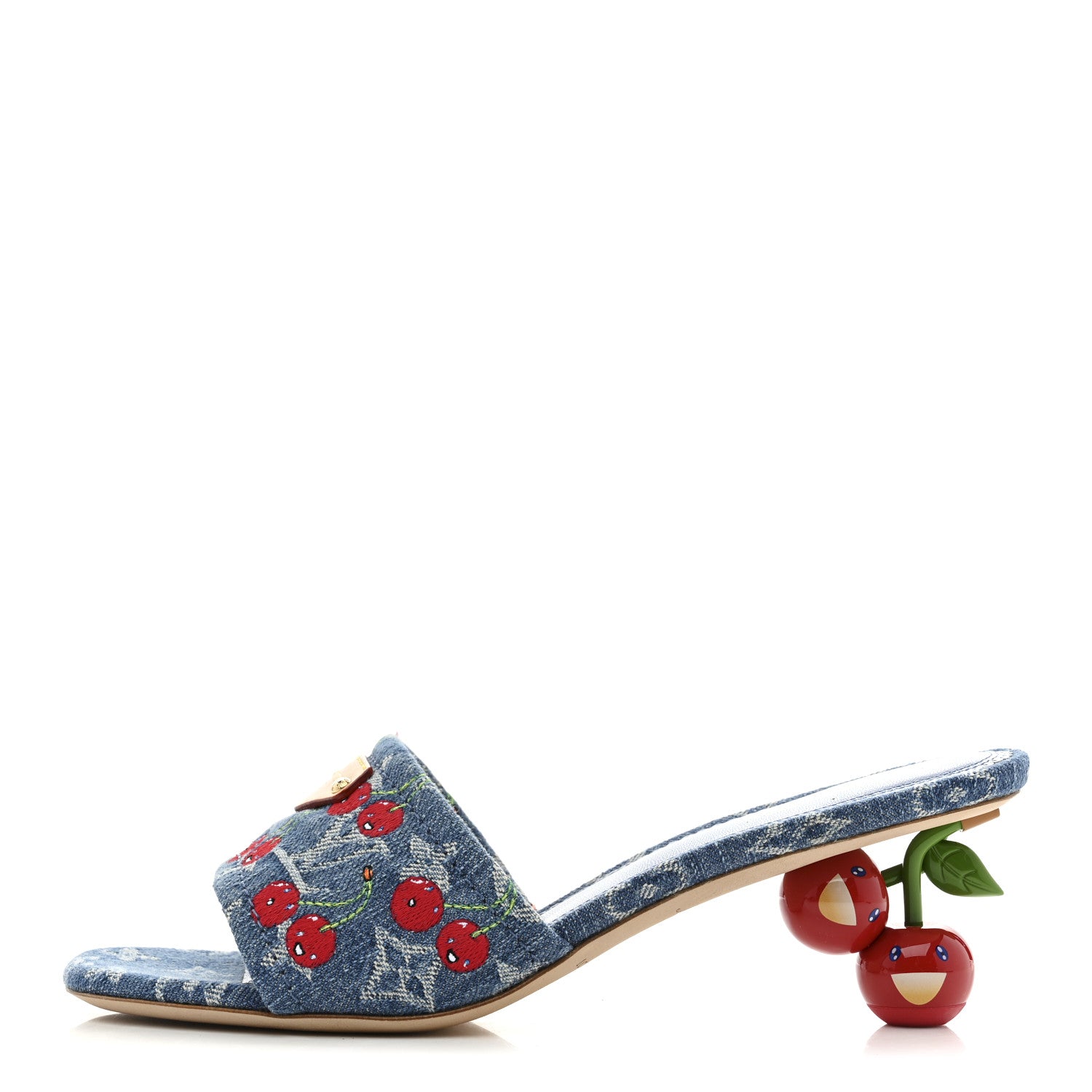 Louis Vuitton LV X TM Monogram Denim Cerises Lily Mules 37 Blue