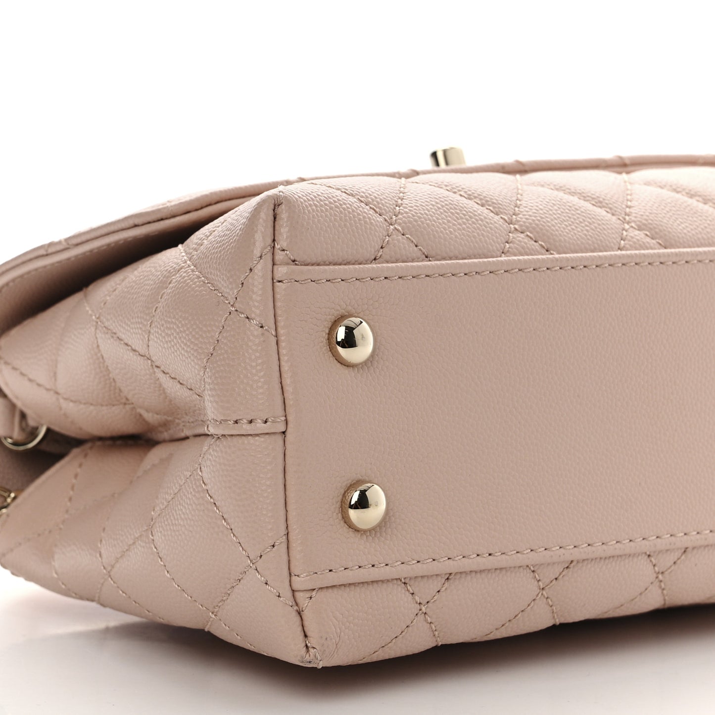 Caviar Quilted Mini Coco Handle Flap Beige