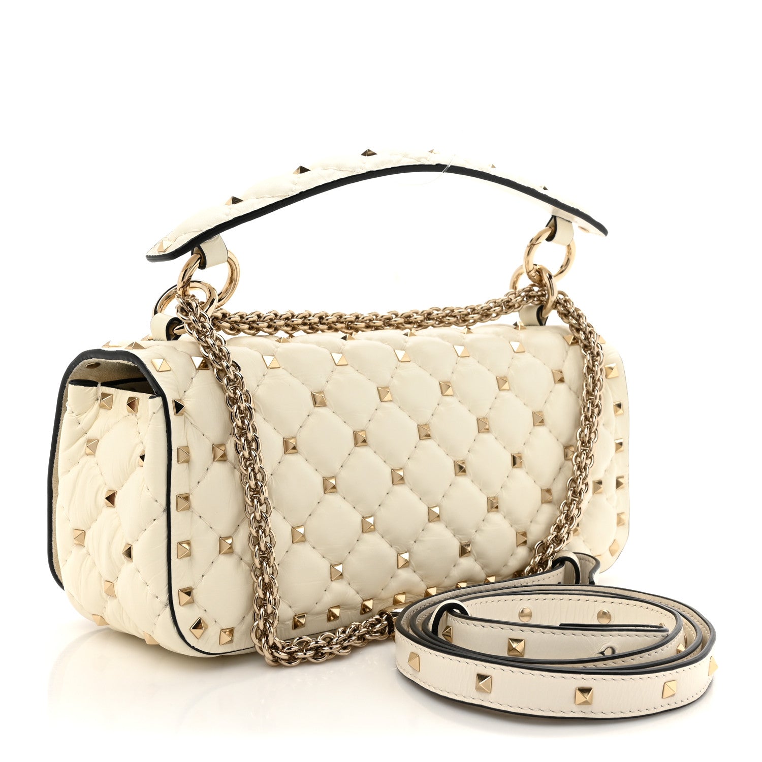 Valentino Garavani Calfskin Rockstud Spike Convertible Shoulder Bag Ivory 3 of 12