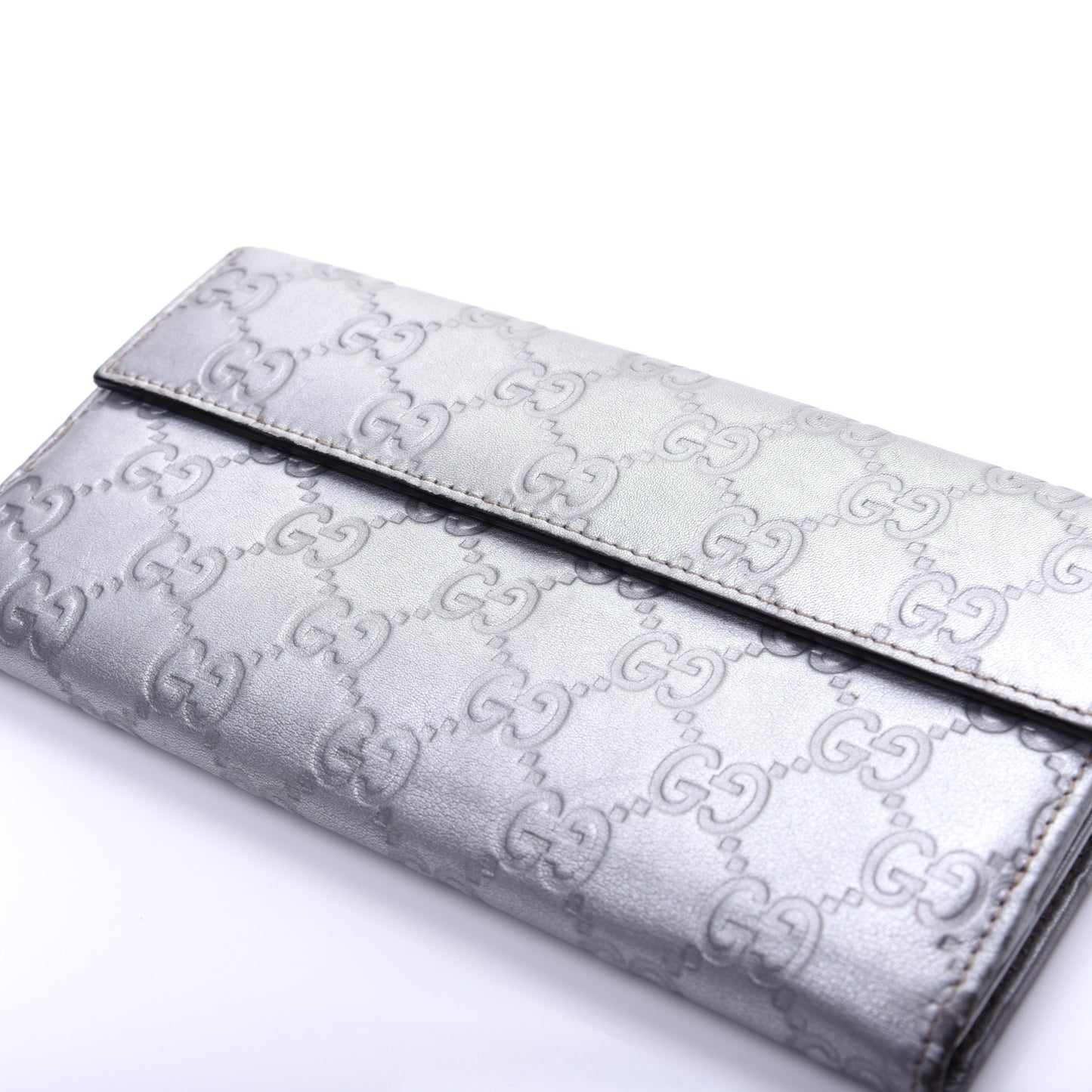 Guccissima Heart Continental Wallet Silver