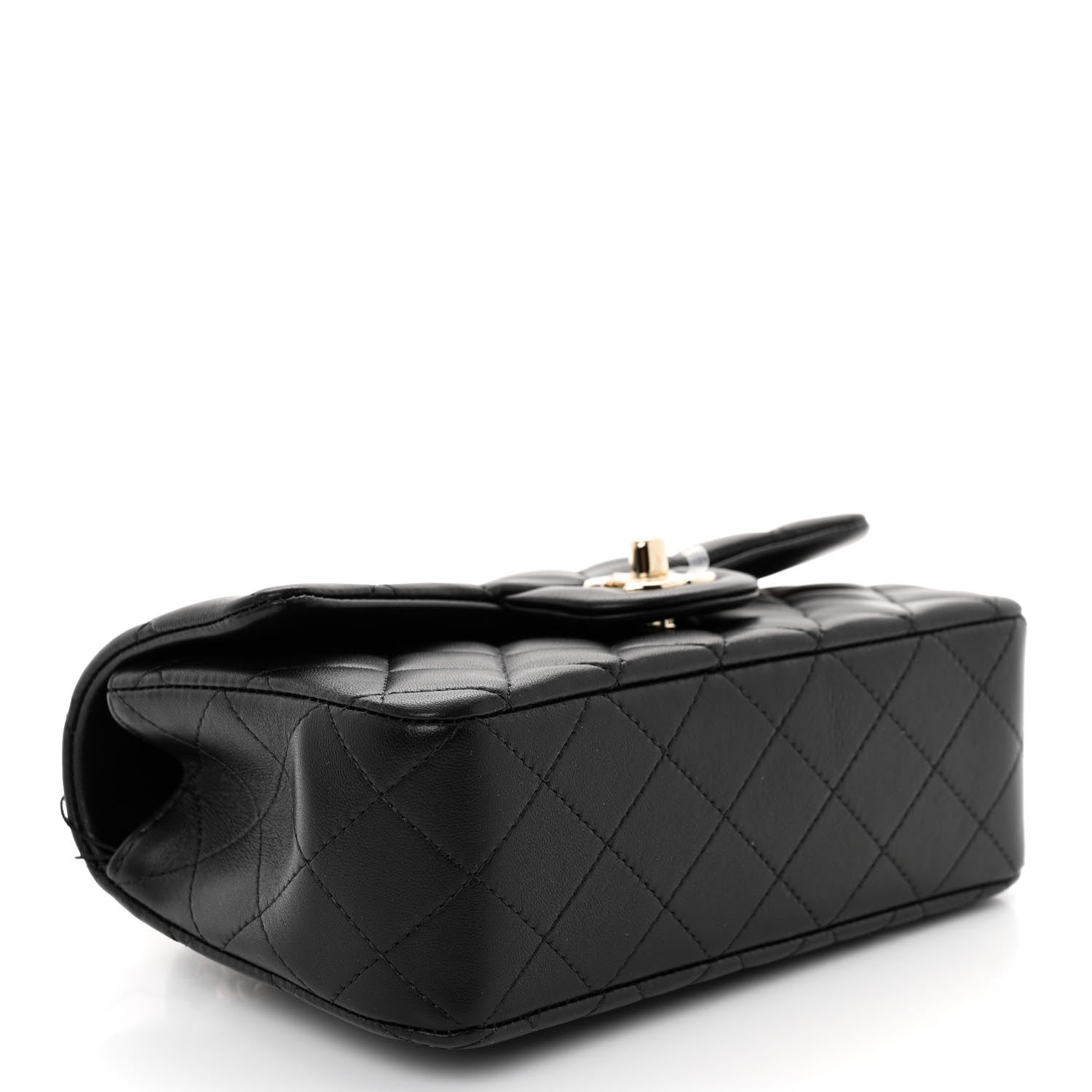 Chanel Lambskin Quilted Mini Top Handle Rectangular Flap Black 4 of 10