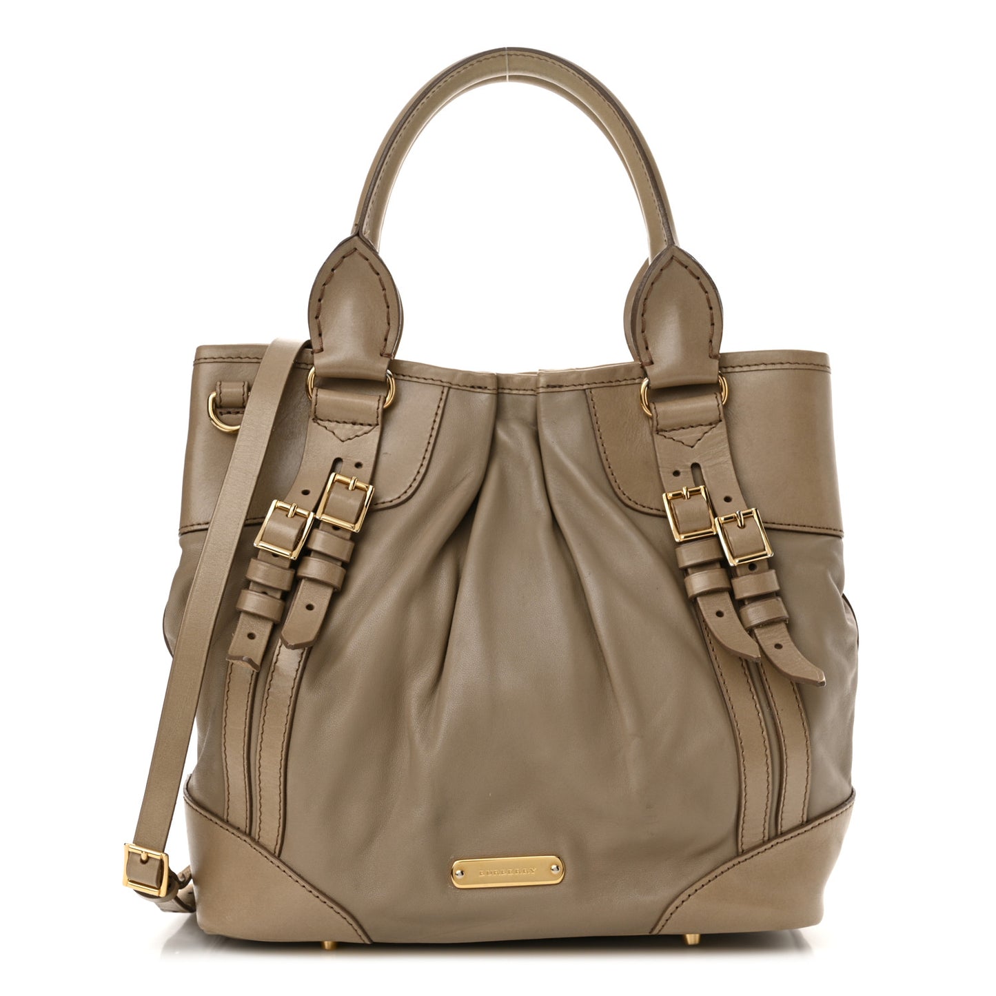 Lambskin Whipstitch Medium Tote Beige