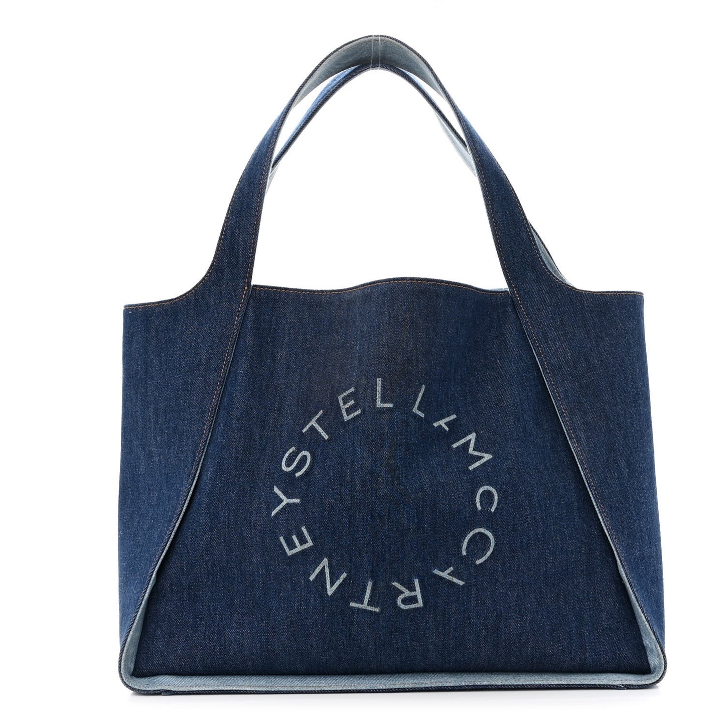 Denim East West Perforated Tote Blue