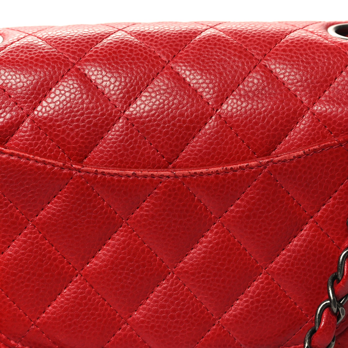 Caviar Quilted Mini Rectangular Flap Red