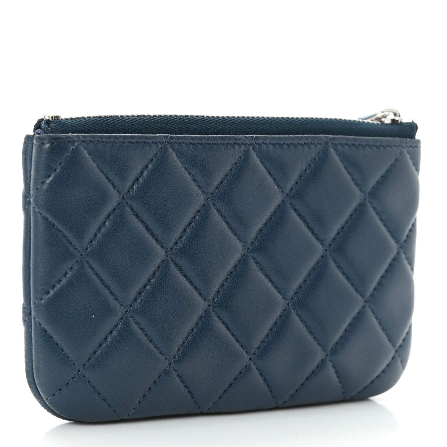 Lambskin Quilted Small Cosmetic Case Navy