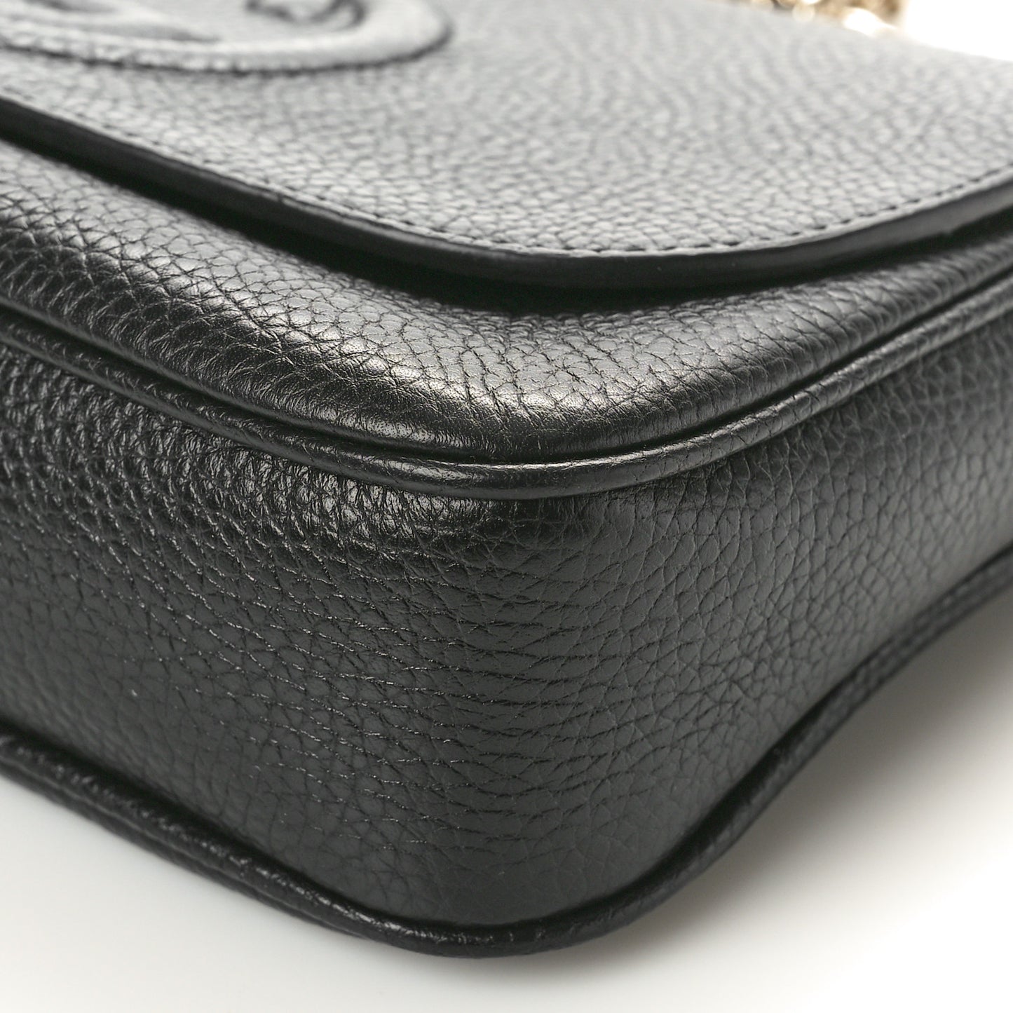 Pebbled Calfskin Medium Soho Flap Crossbody Black