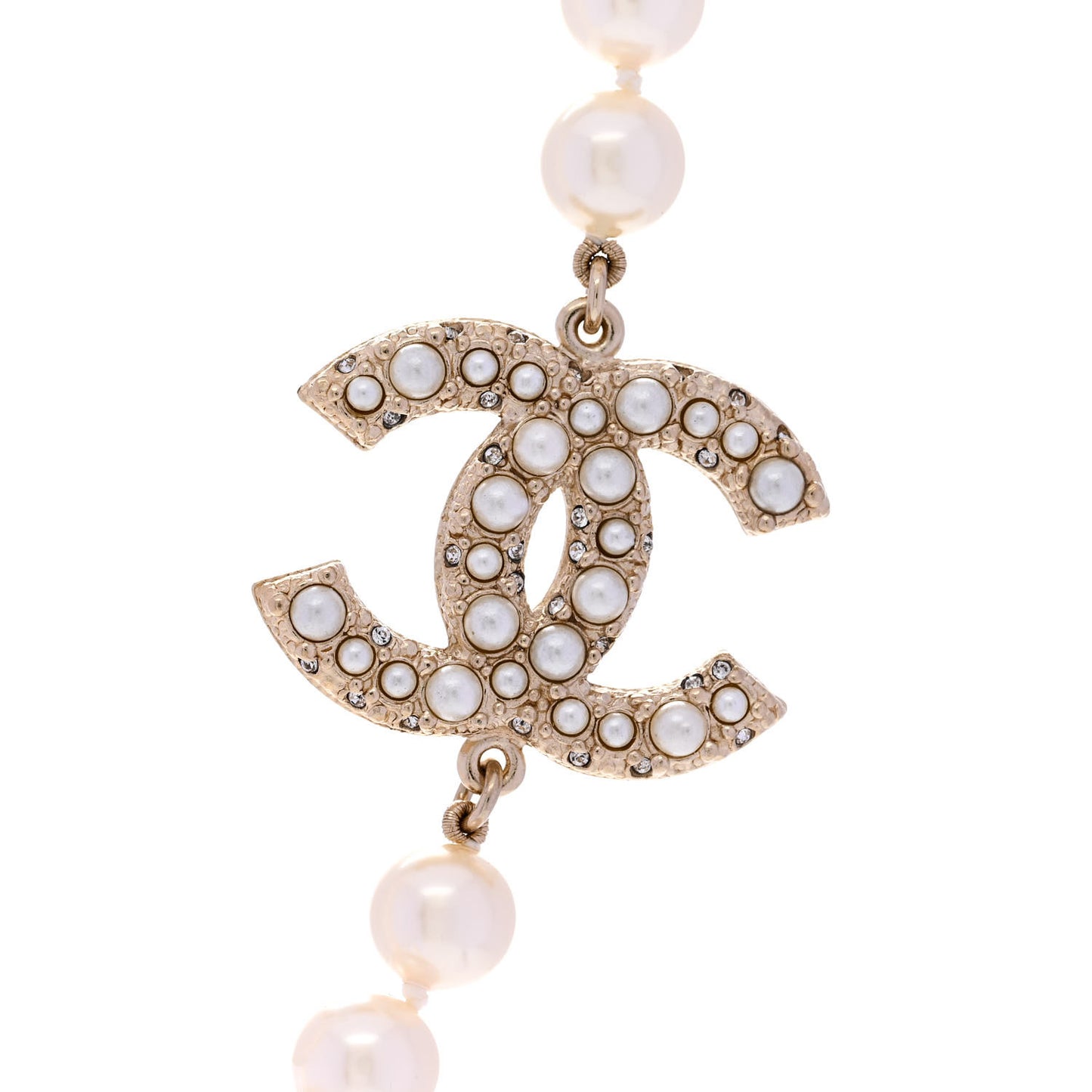 Pearl CC 100th Anniversary Necklace Light Gold