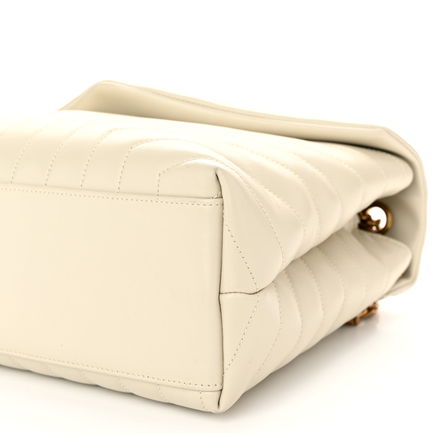 Calfskin Y Quilted Monogram Medium Loulou Chain Satchel Crema Soft