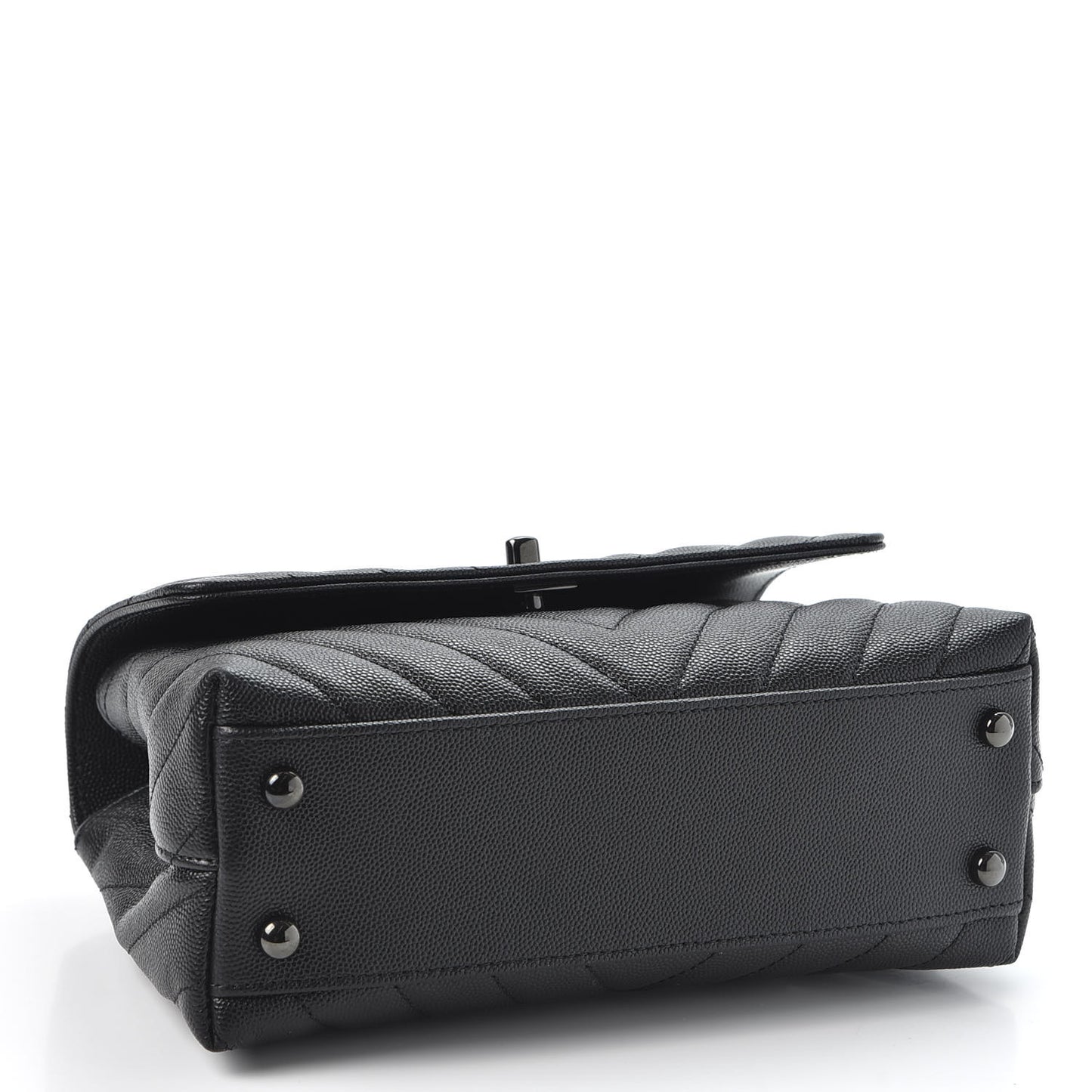 Caviar Chevron Quilted Mini Coco Handle Flap So Black