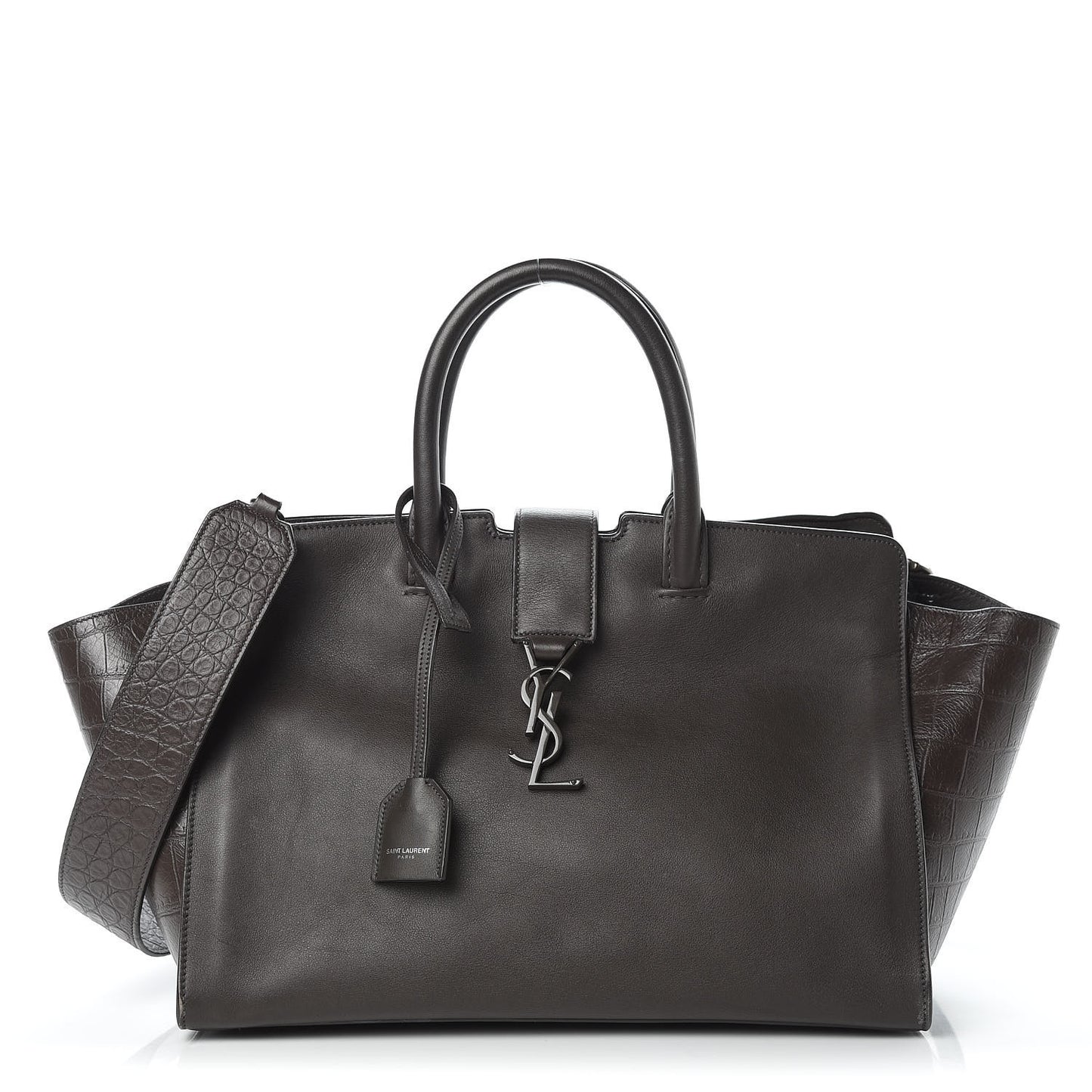 Smooth Calfskin Crocodile Embossed Small Monogram Downtown Cabas Earth