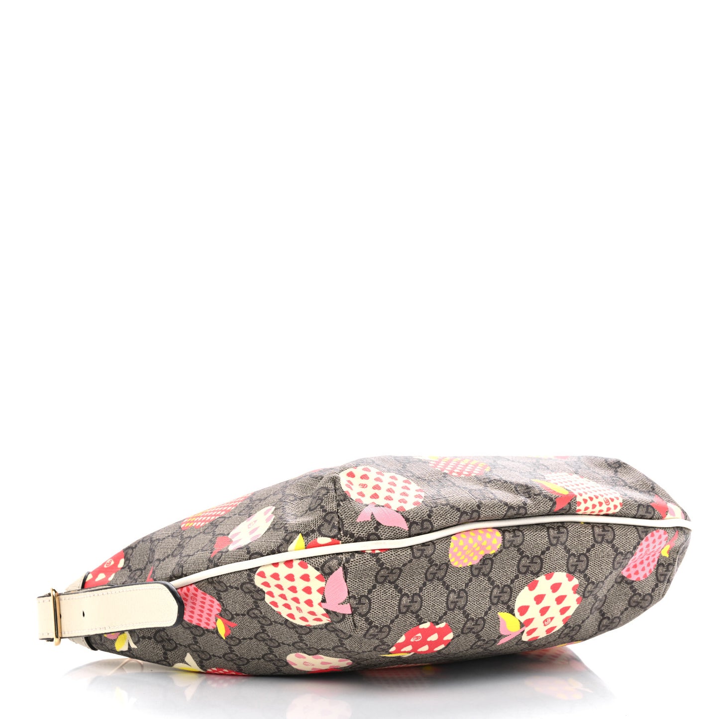 GG Supreme Monogram Les Pommes Small Ophidia Half Moon Hobo Beige Multicolor Mystic White