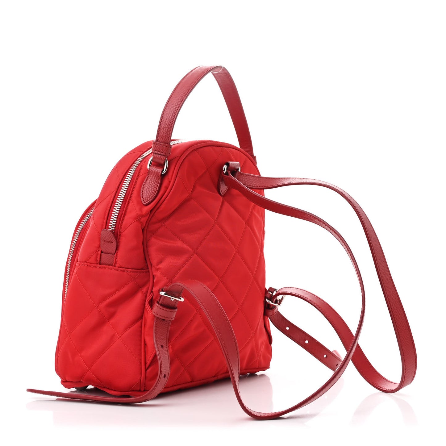 Nylon Tessuto Impuntu Quilted Backpack Rosso