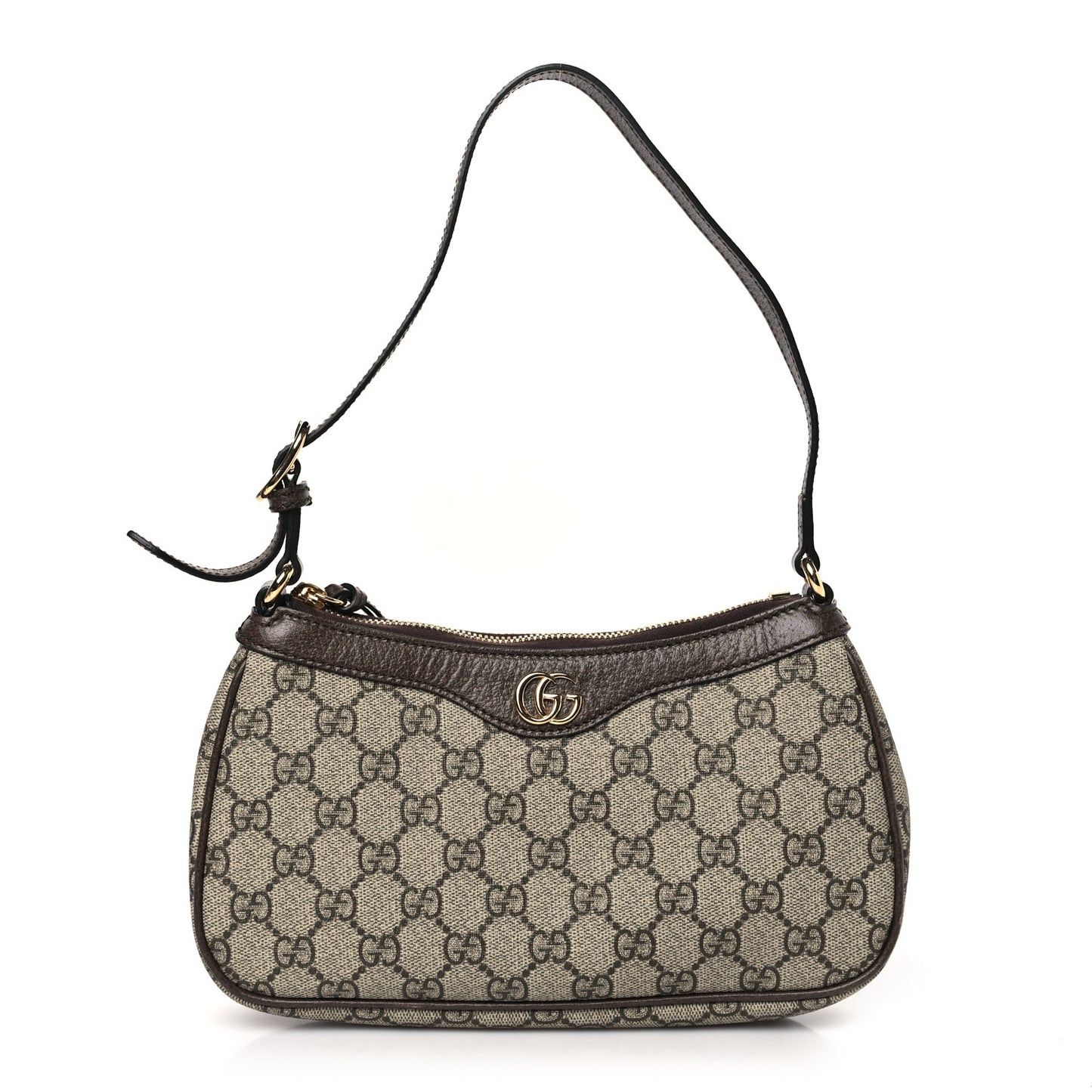 GG Supreme Monogram Textured Dollar Calfskin Small Ophidia Hobo Beige Ebony New Acero