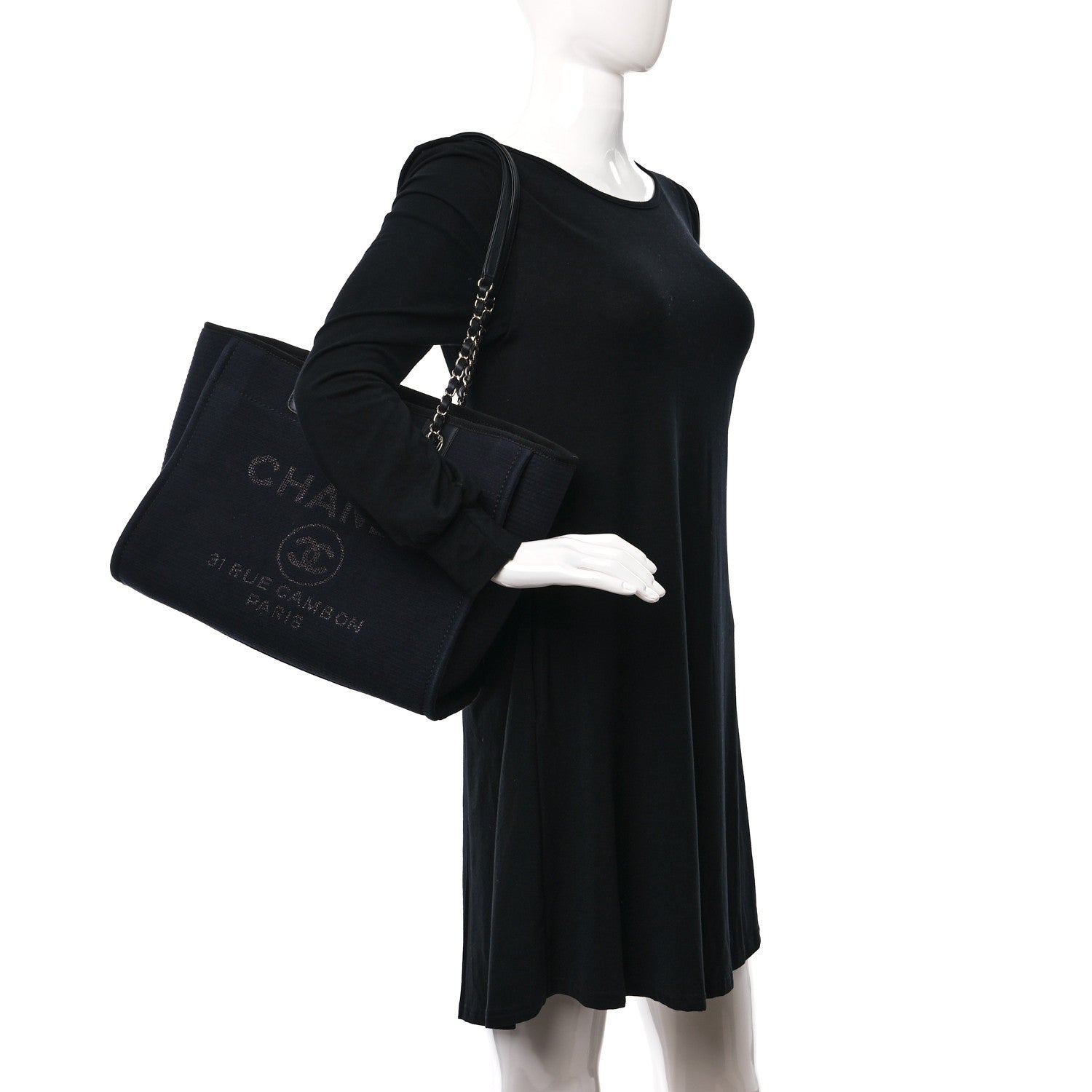 Chanel Mixed Fibers Small Deauville Tote Black 2 of 15