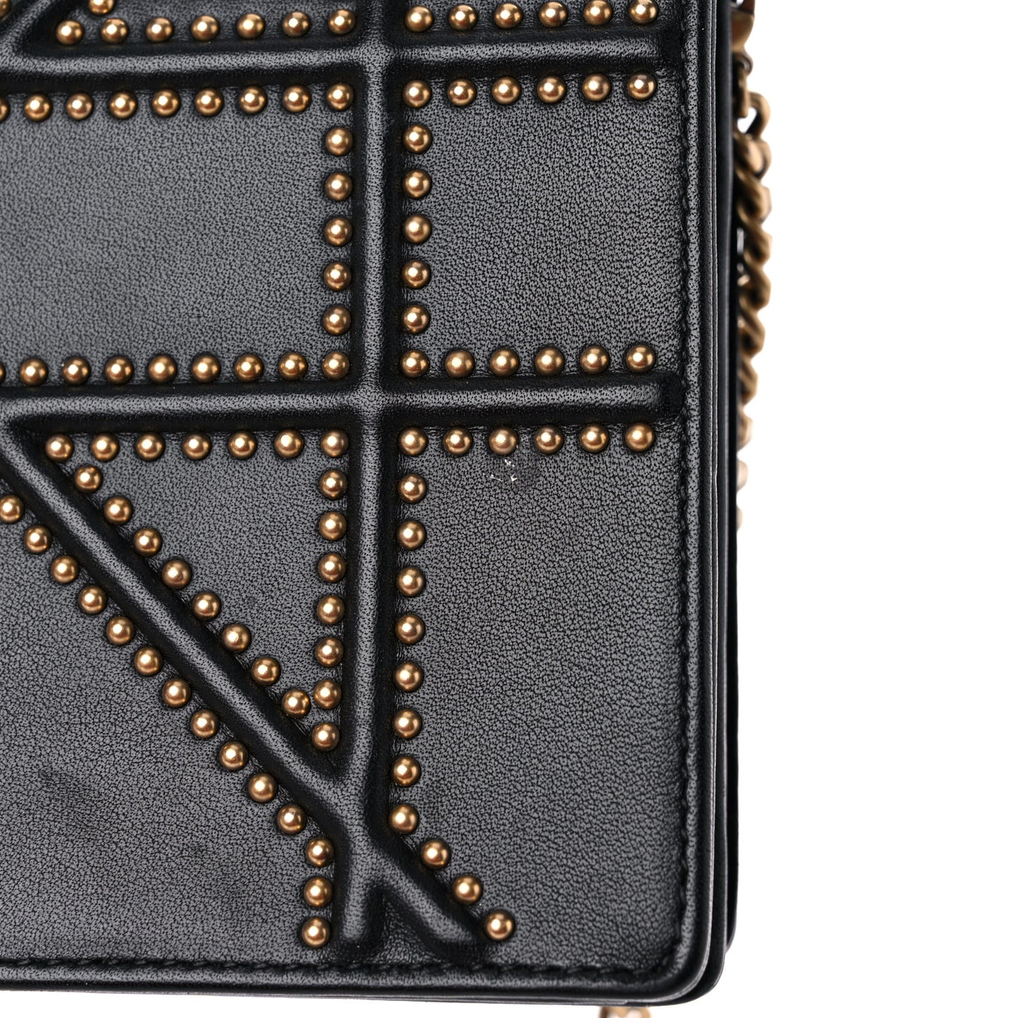 Lambskin Studded Micro Diorama Flap Bag Black