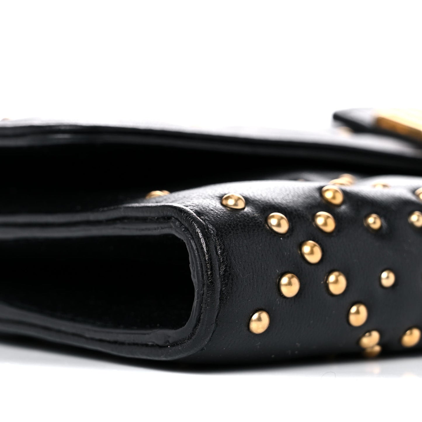 Lambskin Cannage Studded Dioraddict Wallet on Chain Black