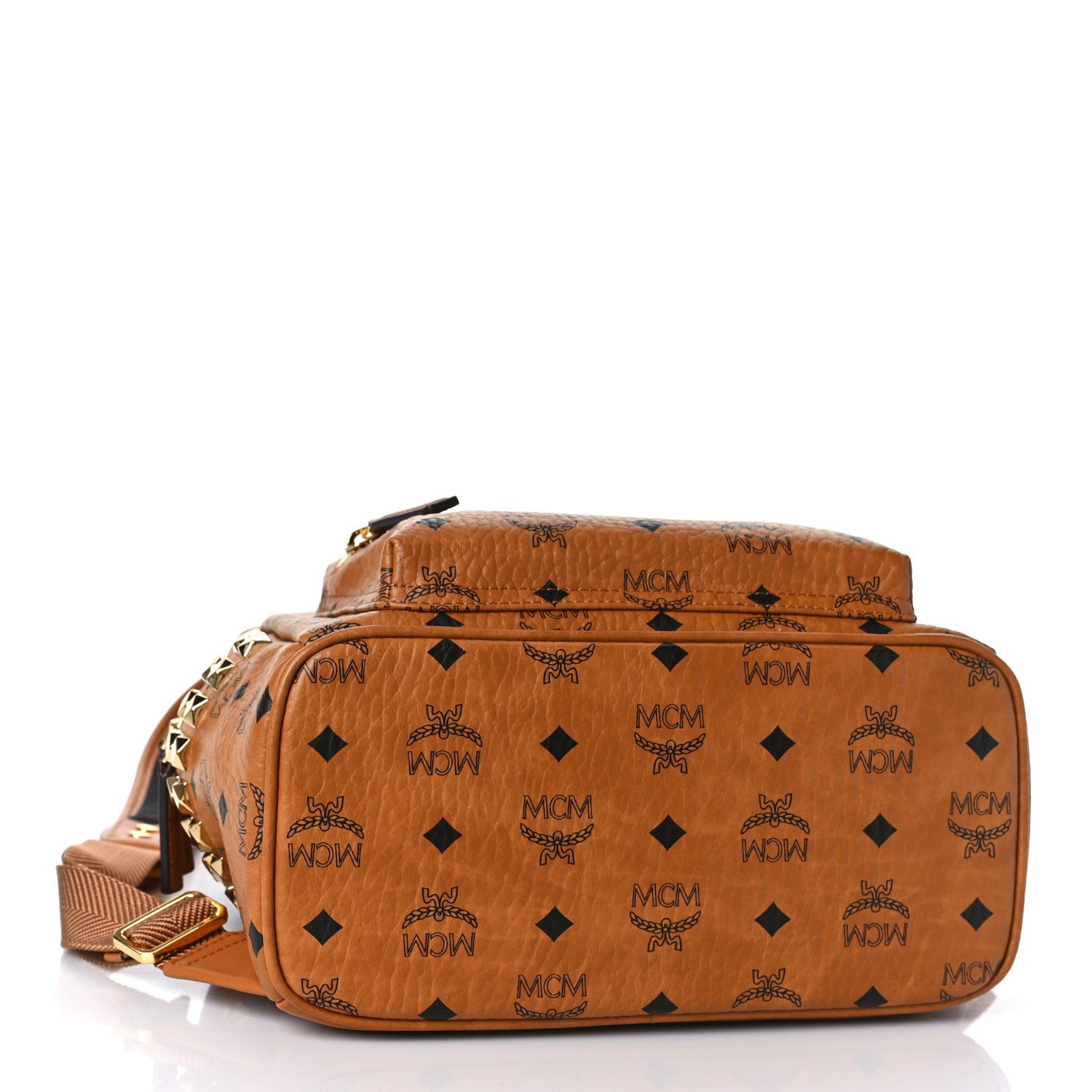 MCM Visetos Small Side Stud Stark Backpack Cognac 4 of 9