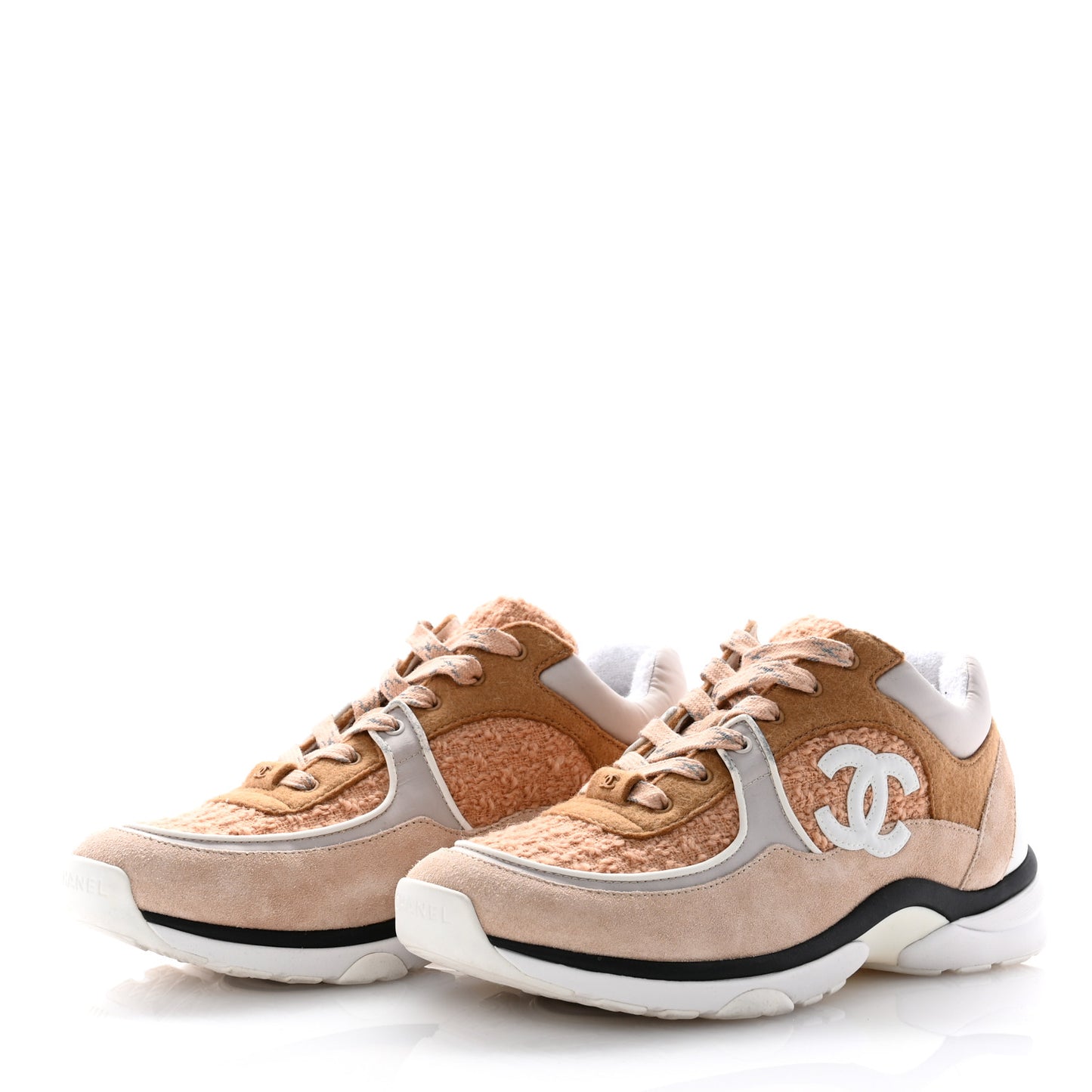 Suede Tweed Felt CC Sneakers 40.5 Beige