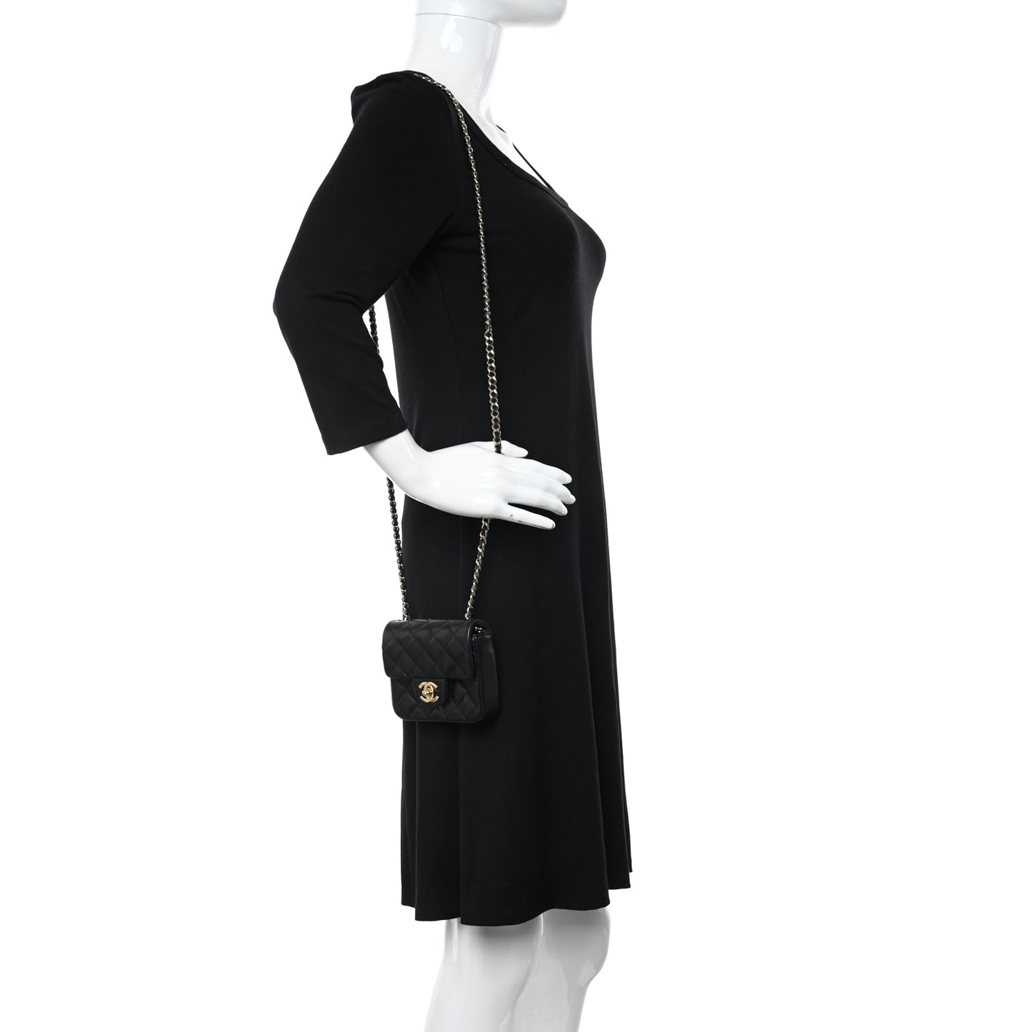 Lambskin Quilted Extra Mini Square Flap Black