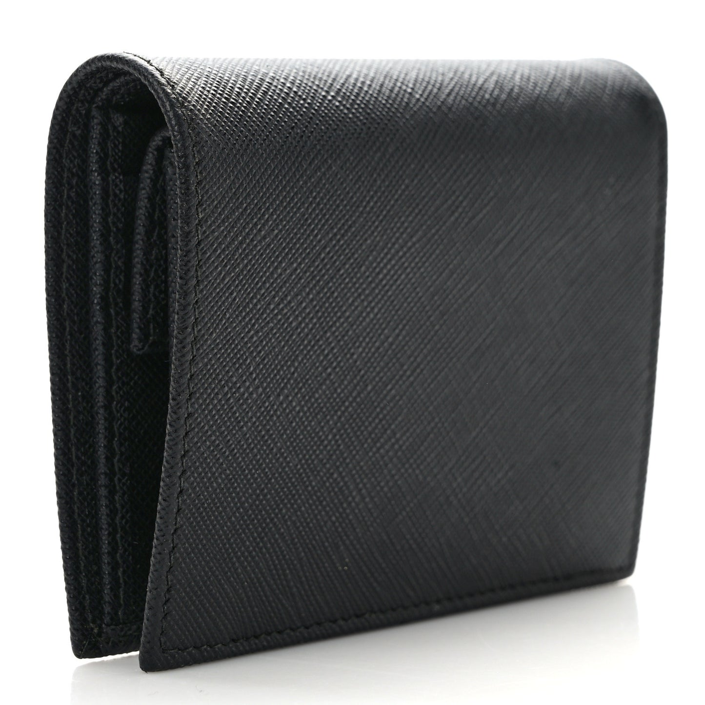 Saffiano Small Triangle Bi-Fold Wallet Black