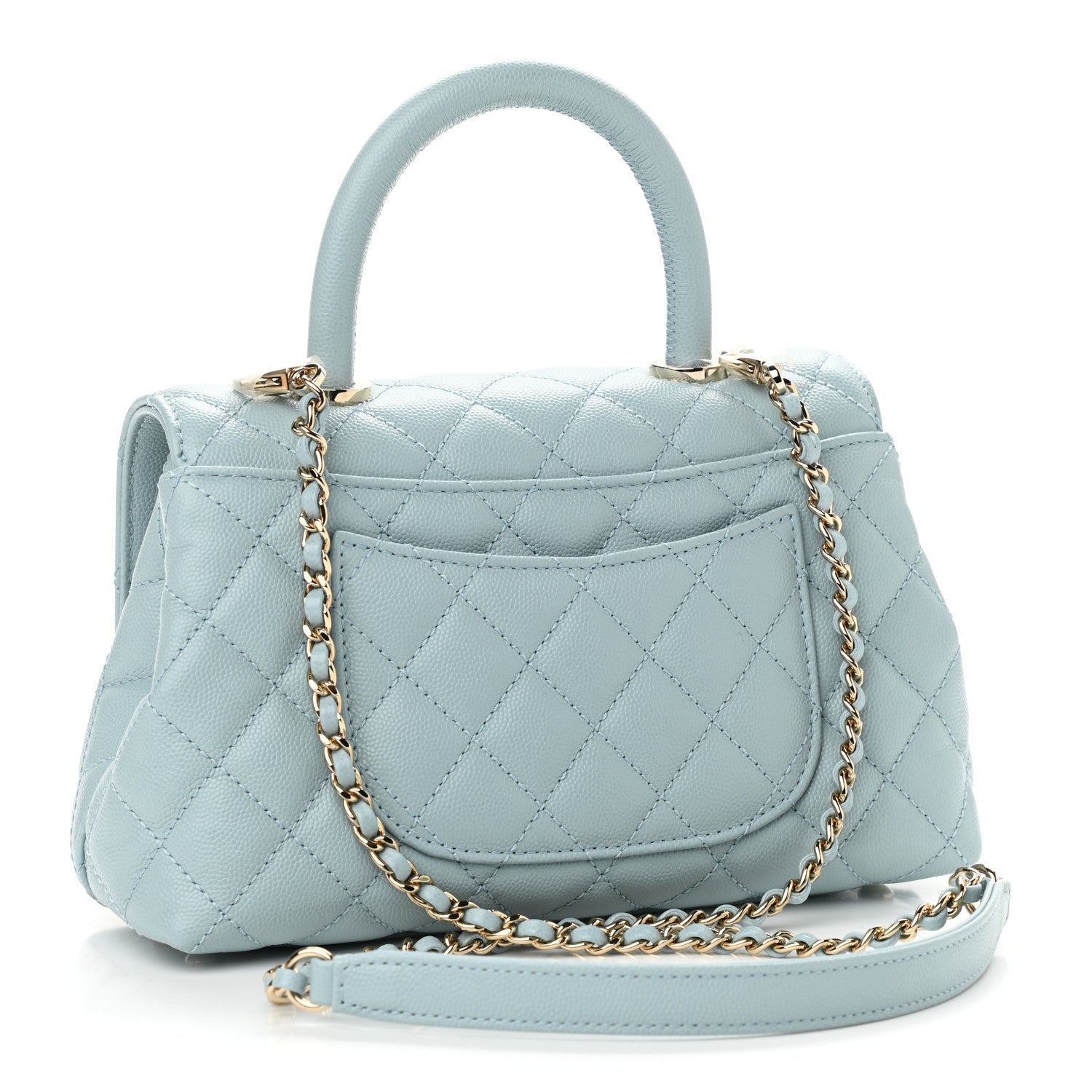Chanel Caviar Quilted Mini Coco Handle Flap Light Blue 3 of 11