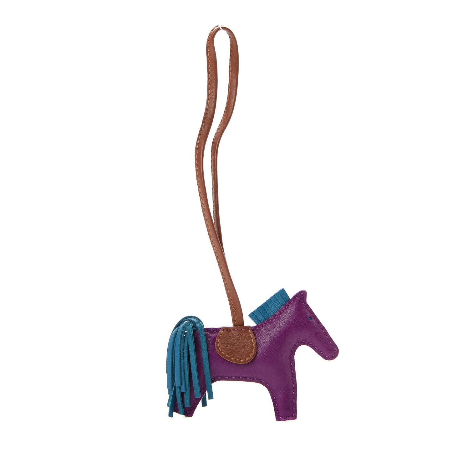 Milo Lambskin Grigri Rodeo Horse Bag Charm PM Anemone Bleu Izmir Fauve
