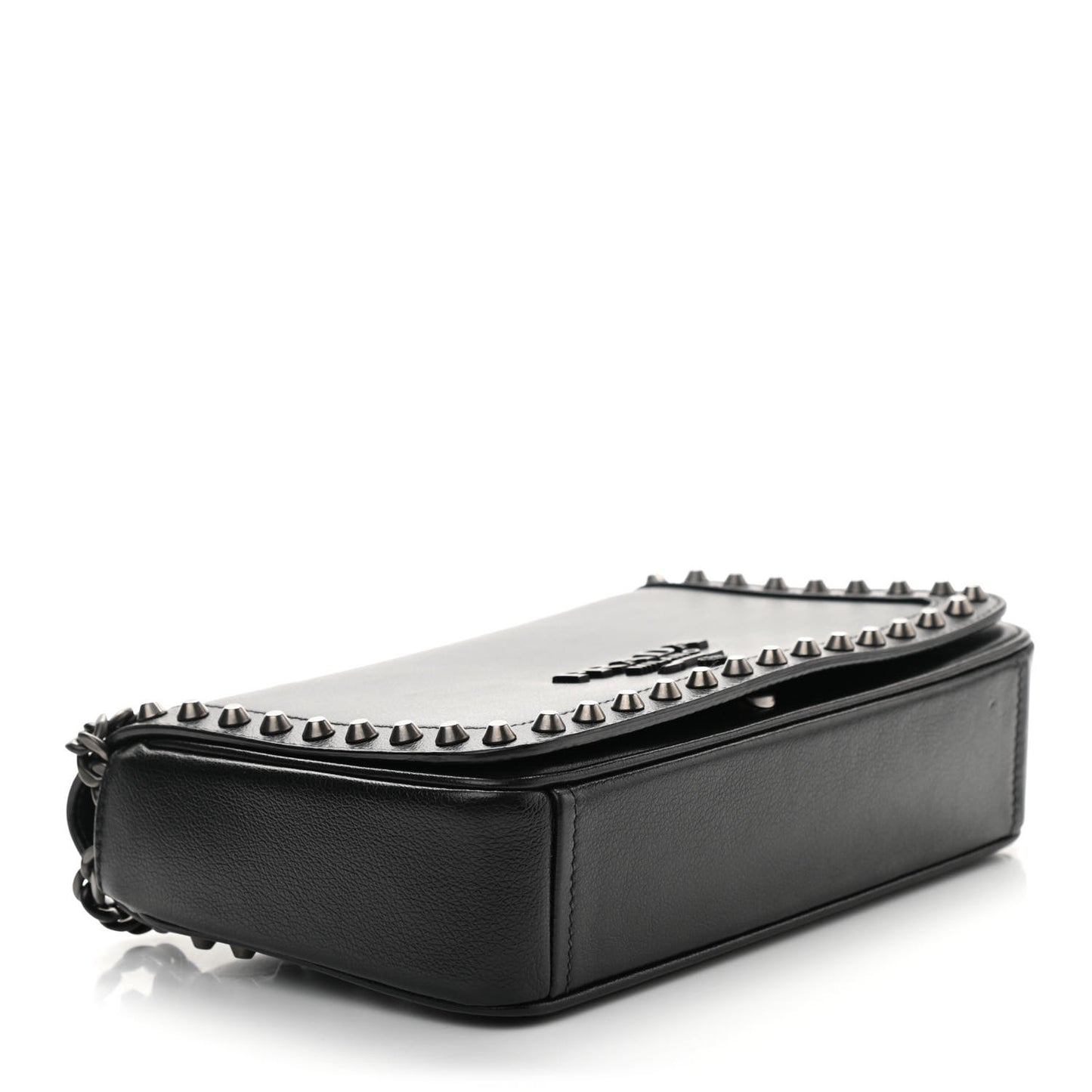 Glace Calfskin Studded Crossbody Black