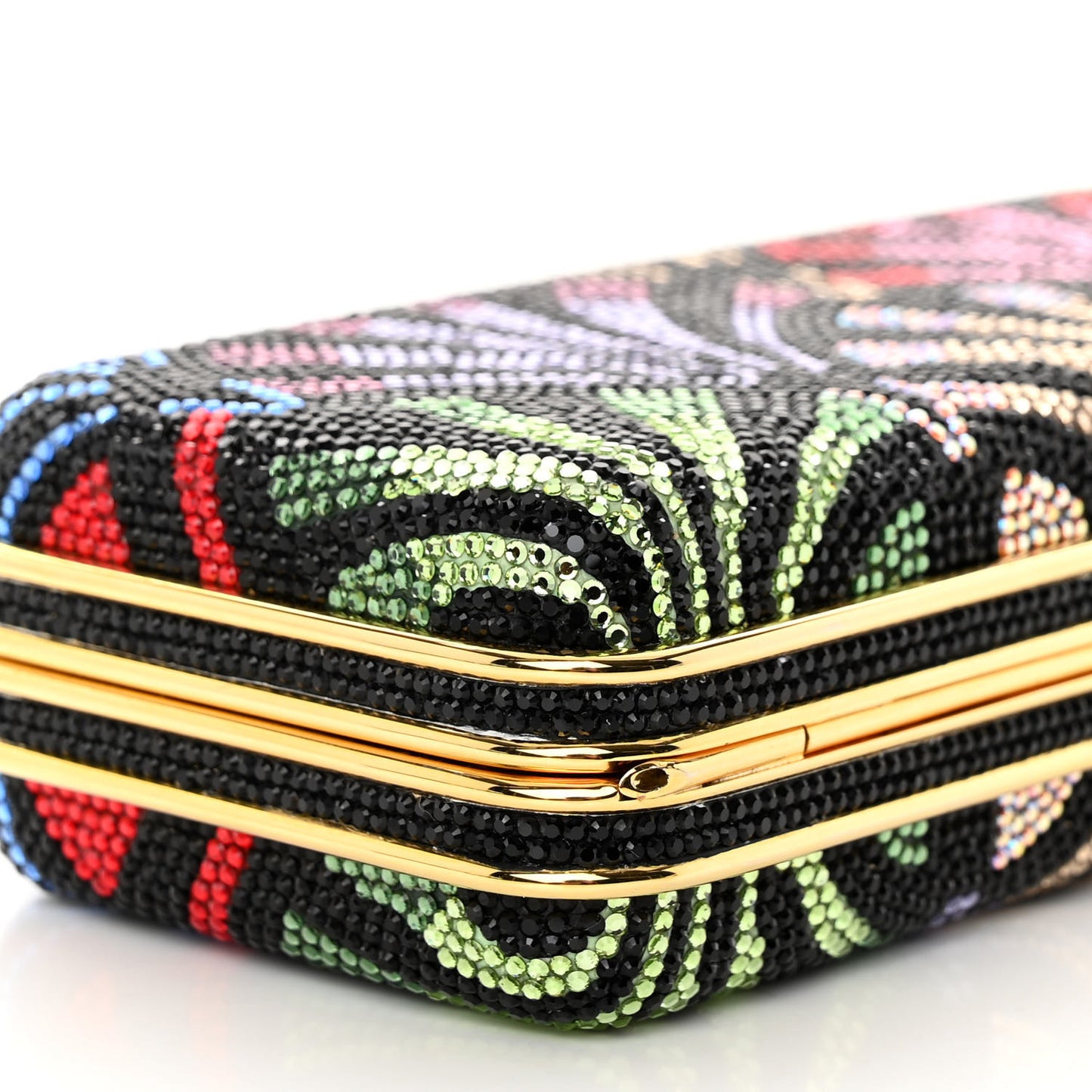 Swarovski Crystal Minaudiere Clutch Black Multicolor