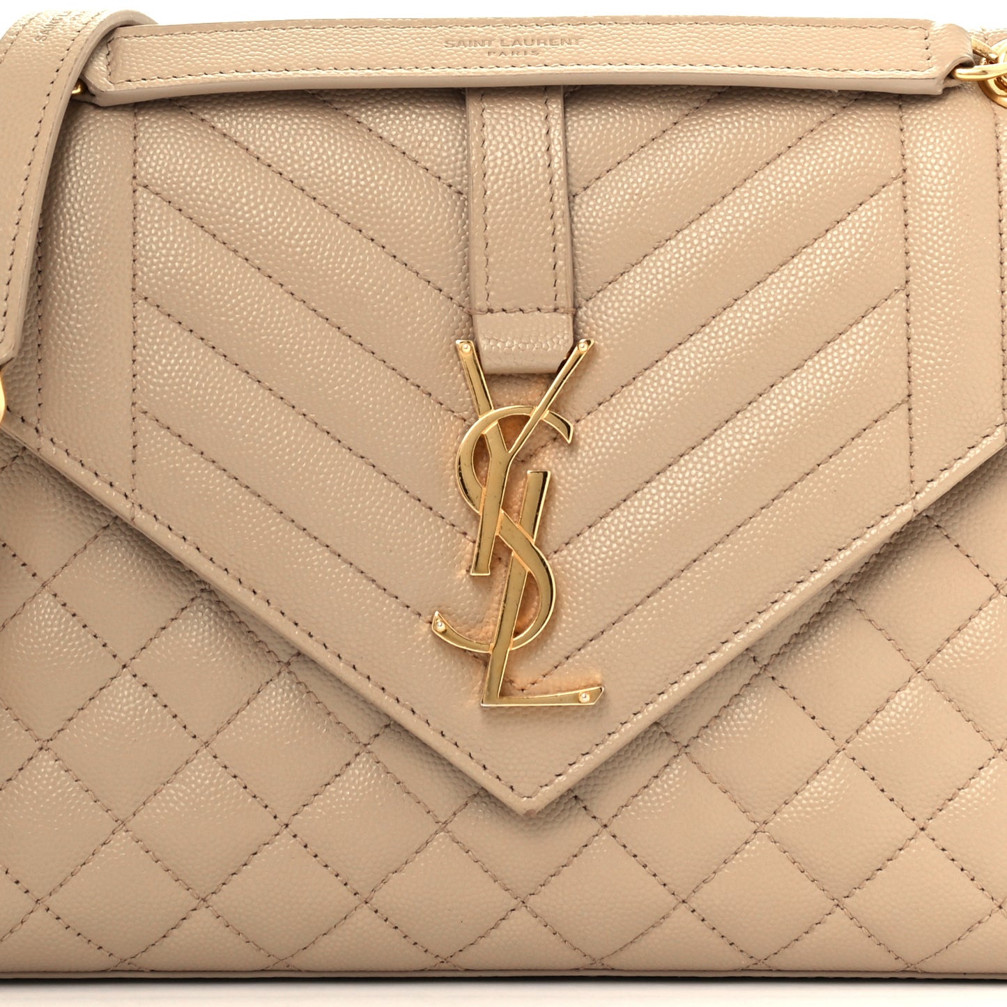 Grain De Poudre Textured Mixed Matelasse Medium Triquilt Monogram Satchel Dark Beige