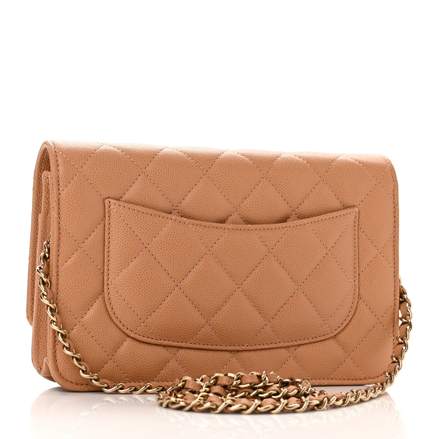 Chanel Caviar Quilted Wallet on Chain WOC Dark Beige 3 of 12