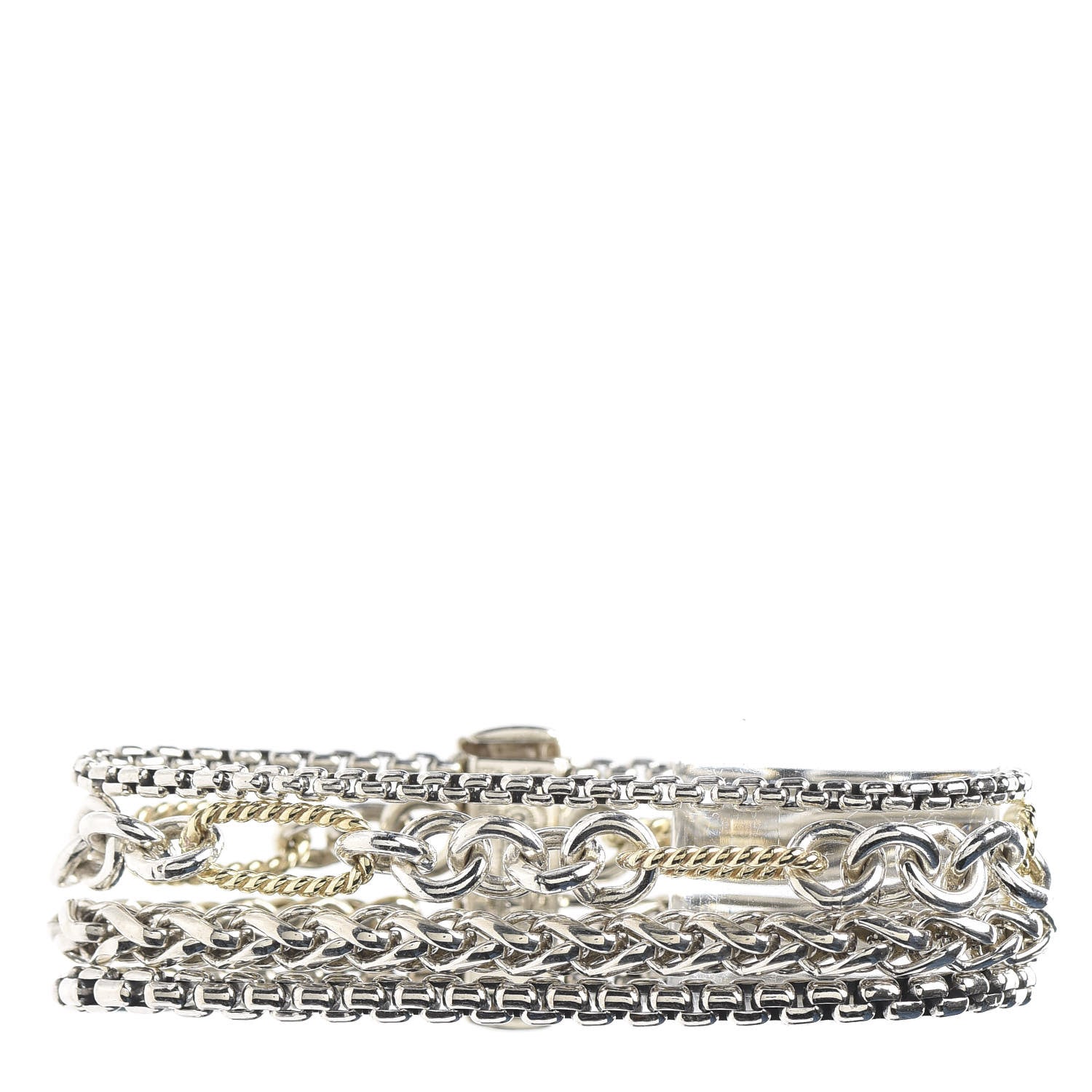 David Yurman Sterling Silver 18K Yellow Gold 4 Strand Bracelet 1 of 5