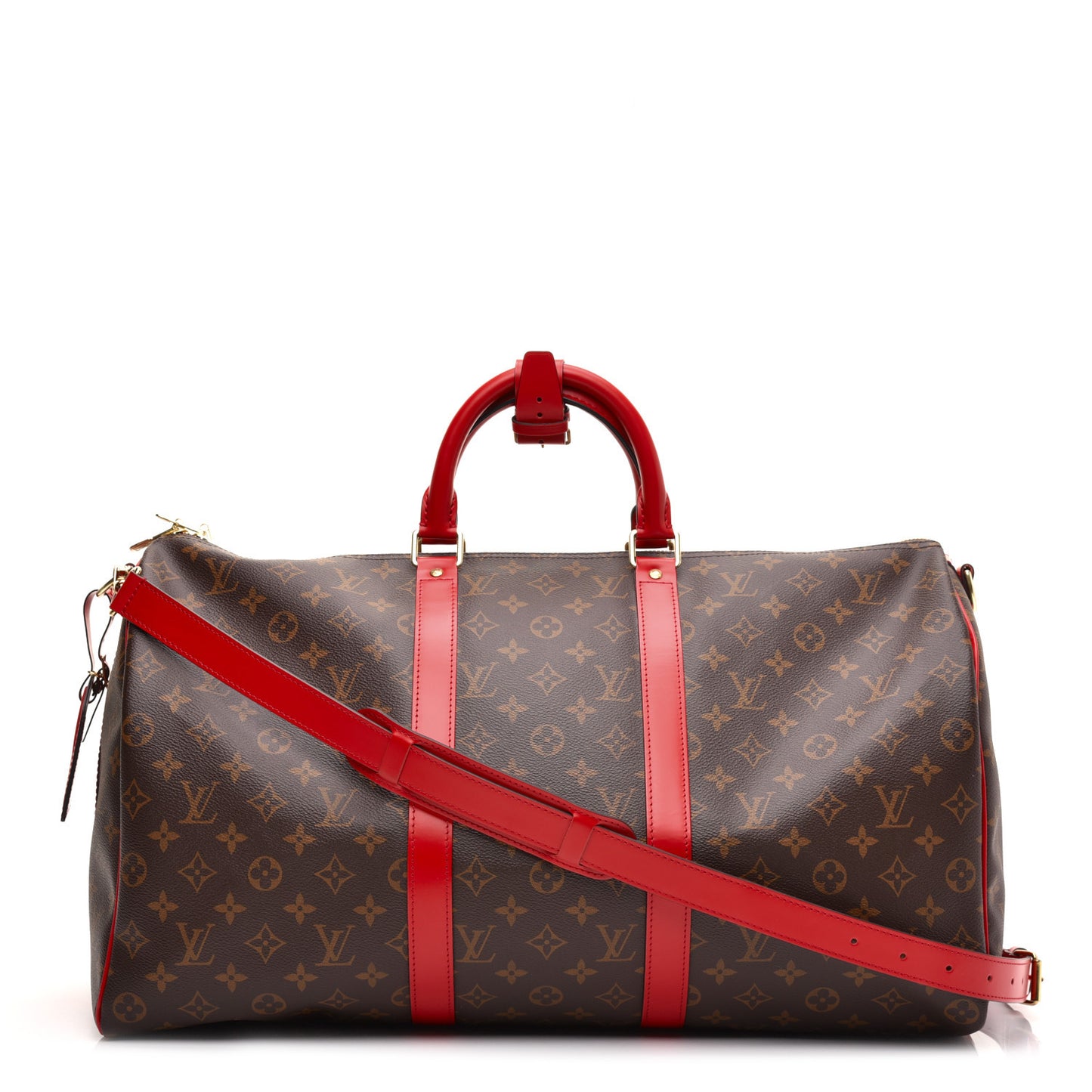 Calfskin Monogram Keepall Bandouliere 50 Coquelicot