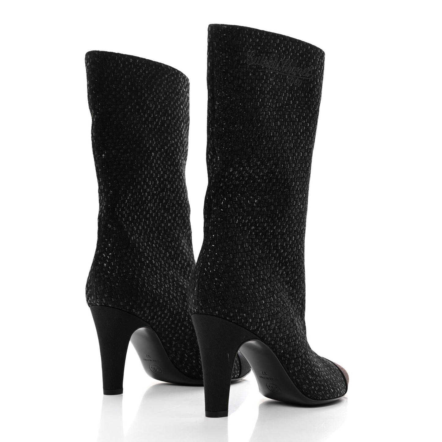Fan Goatskin Grosgrain Gabrielle Cap Toe Short Boots 37 Black