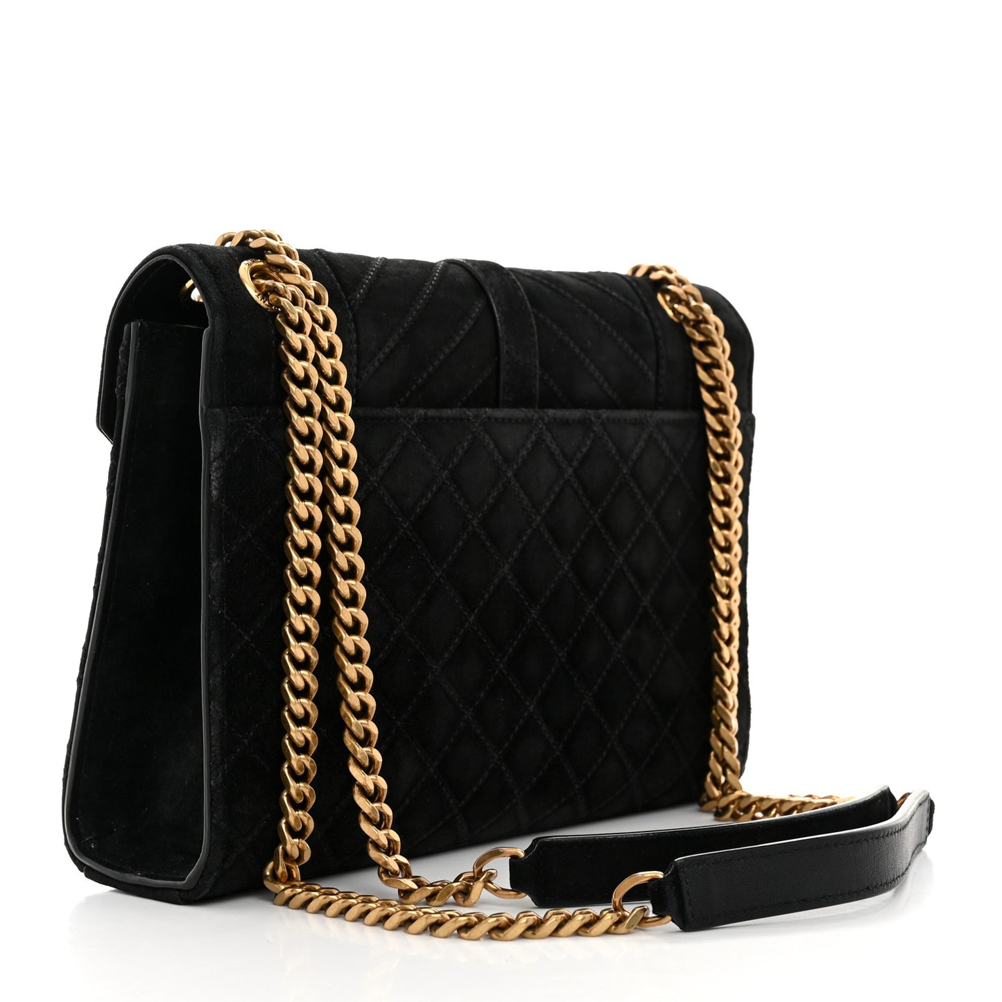 Suede Mixed Matelasse Triquilt Medium Monogram Satchel  Black