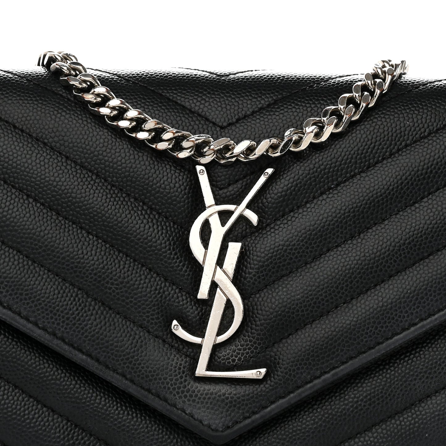 Grain De Poudre Matelasse Chevron Monogram Chain Wallet Black