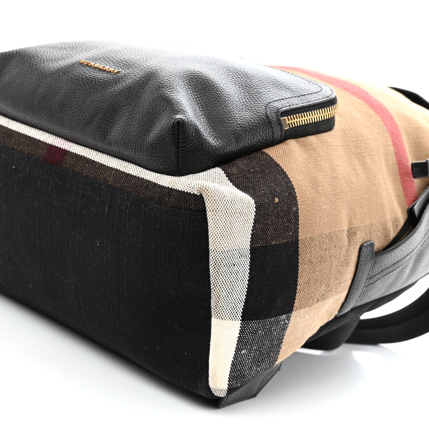 Burberry Mega Check Calfskin Abbeydale Simple Backpack Black Camel 10 of 12
