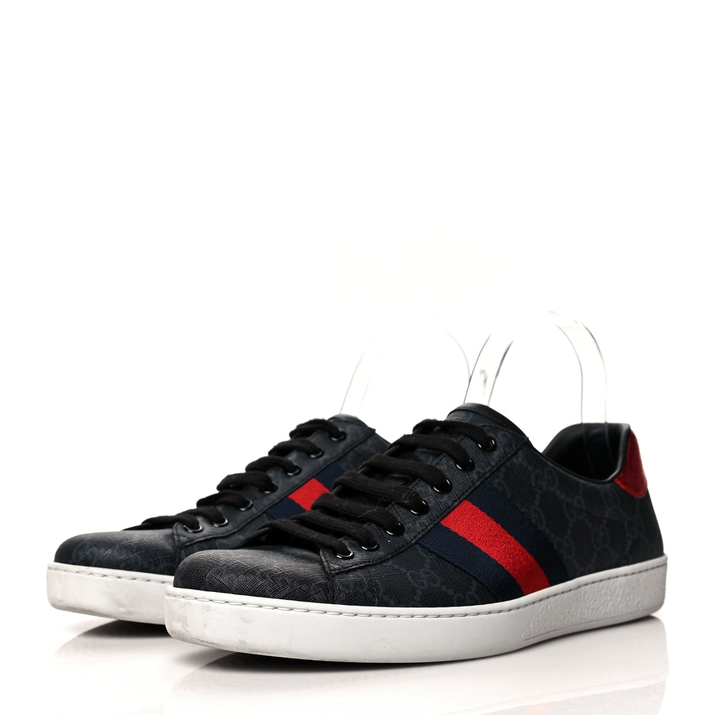 GG Supreme Monogram Ayers Web Mens New Ace Sneakers 8 Black