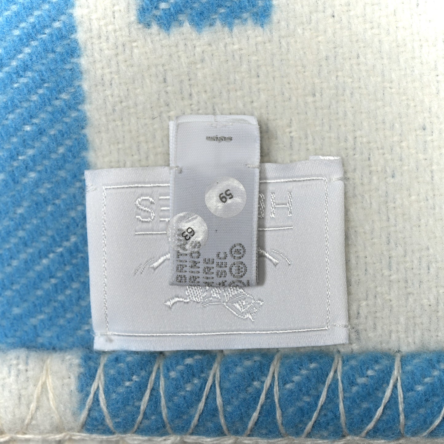Wool Cashmere Avalon Baby Blanket Bleu Genievre White